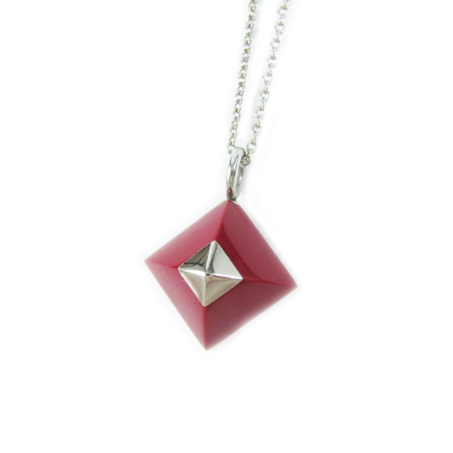 HERMES Necklace Gold Plated Bordeaux Silver Cupidon