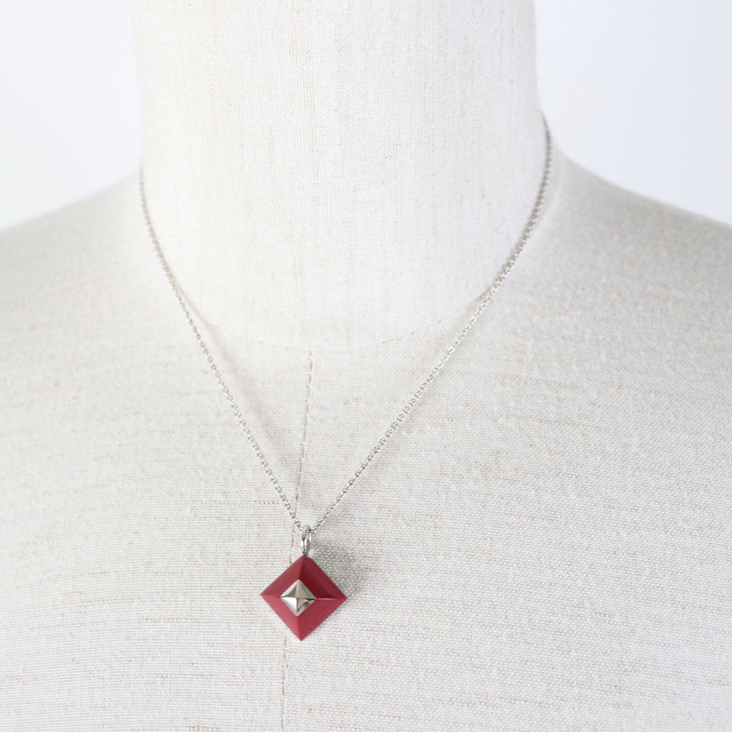 HERMES Necklace Gold Plated Bordeaux Silver Cupidon