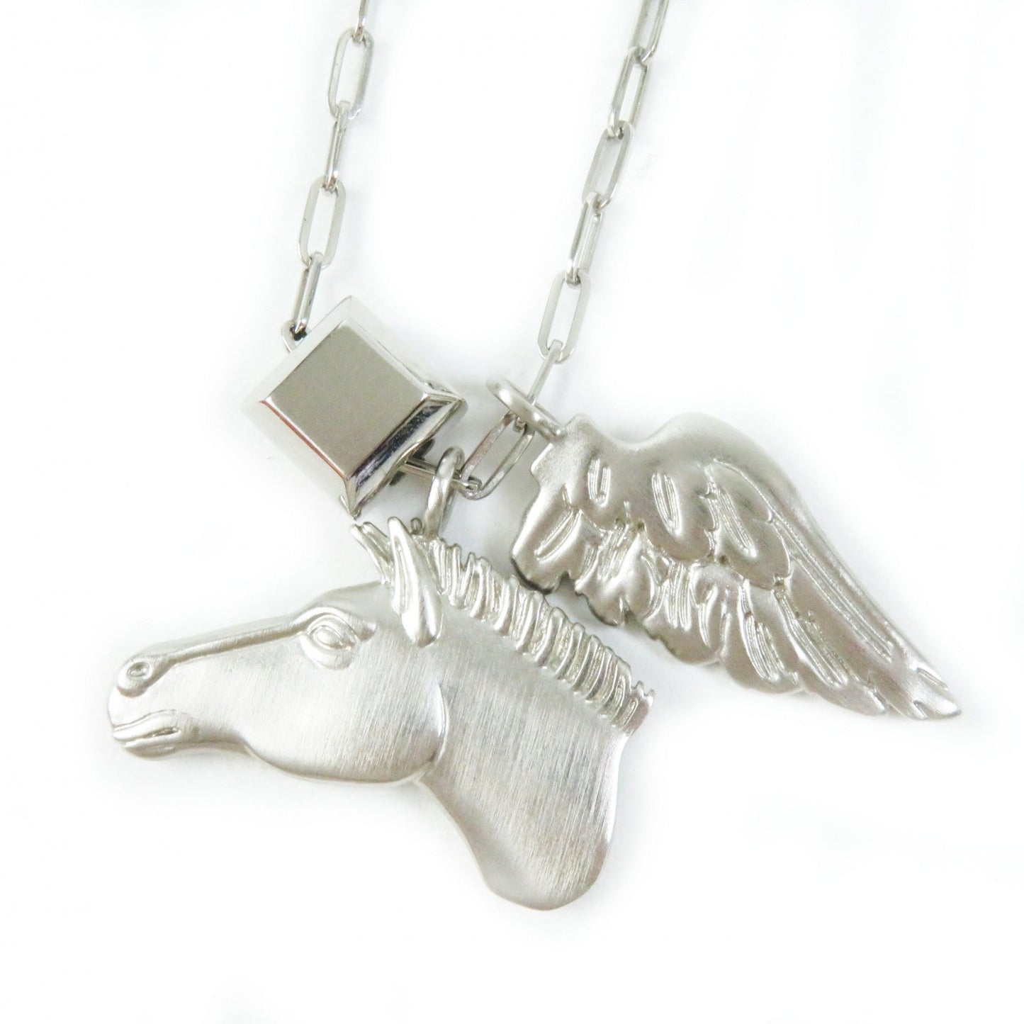 HERMES Necklace Palladium plated Silver Talisman