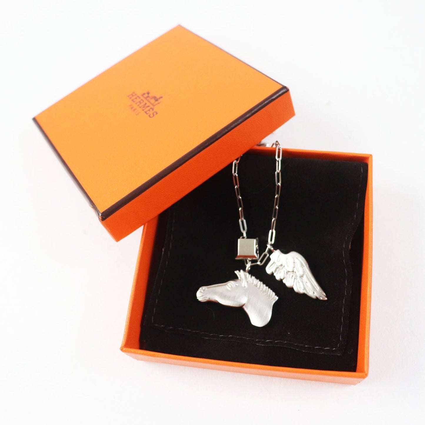 HERMES Necklace Palladium plated Silver Talisman