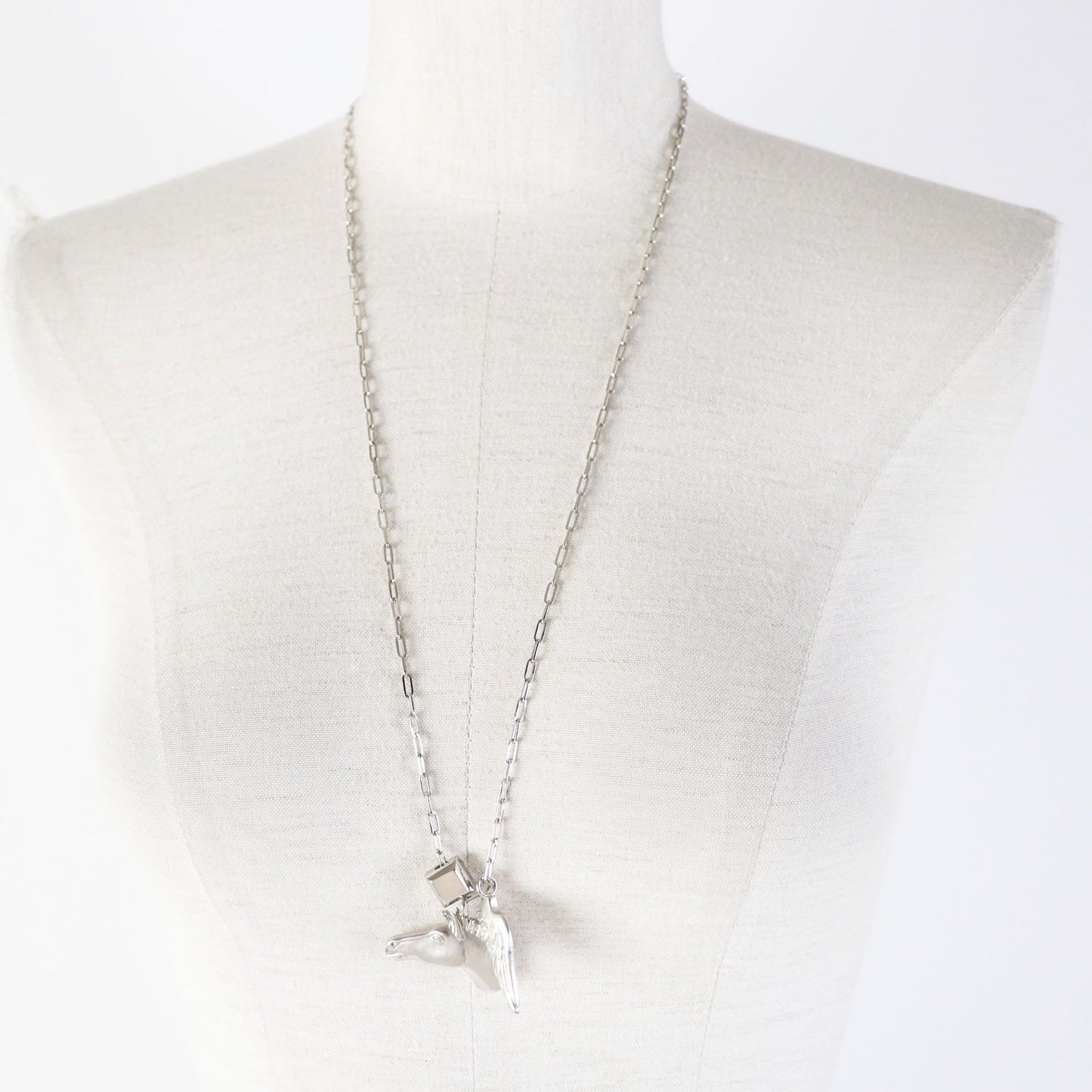 HERMES Necklace Palladium plated Silver Talisman