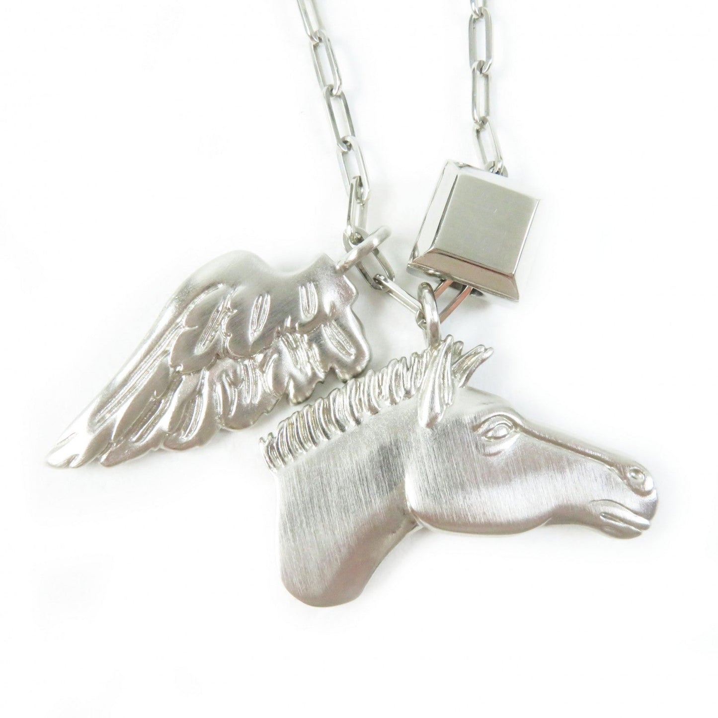 HERMES Necklace Palladium plated Silver Talisman