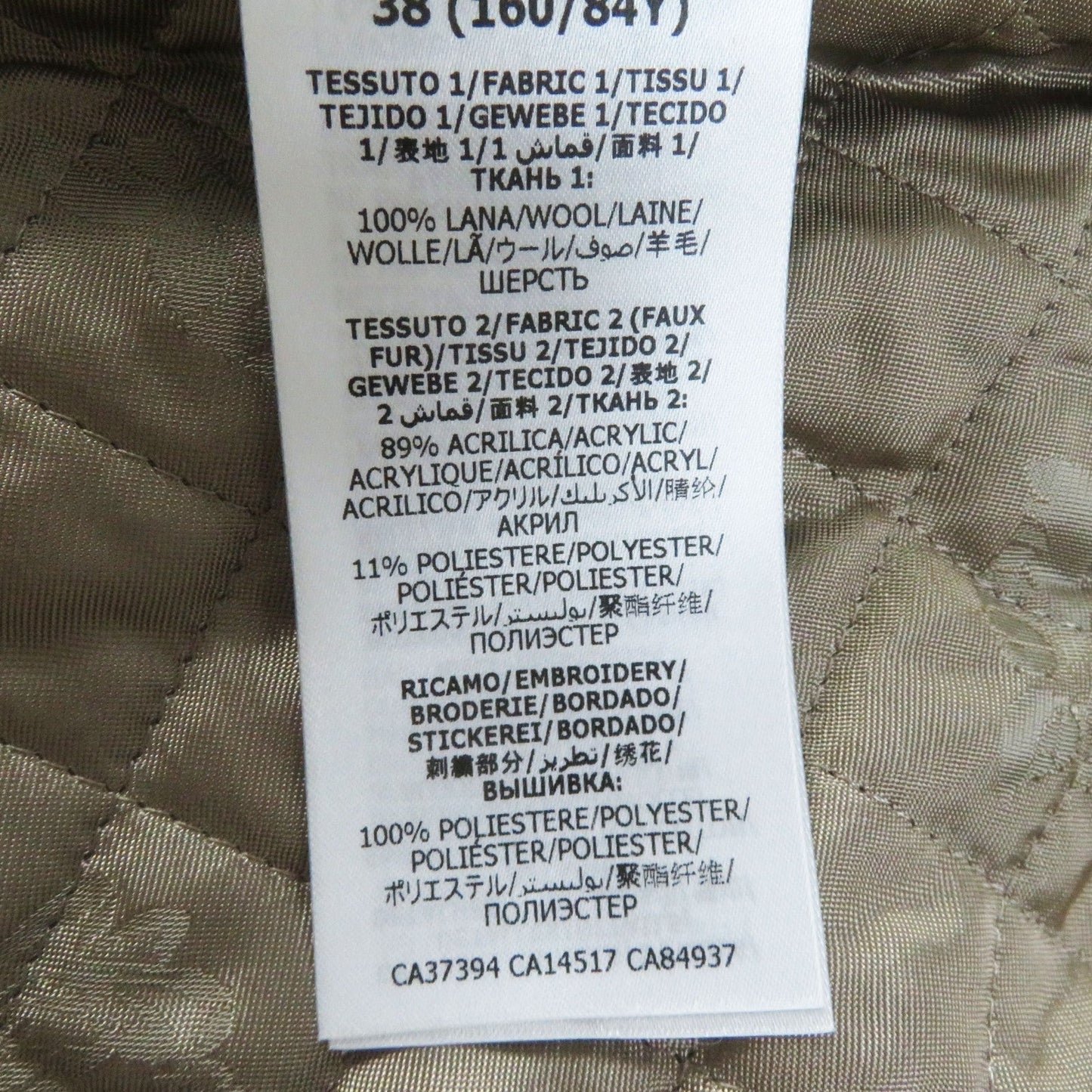 GUCCI coat 633365 wool Multi Rave Like You Are Five 38