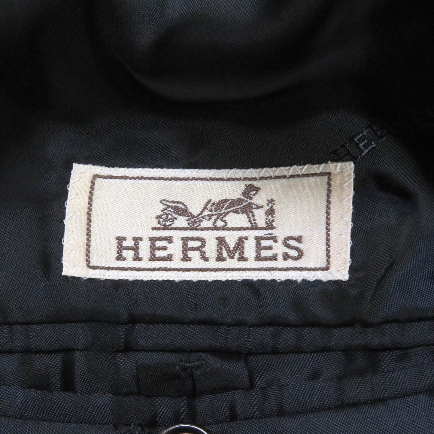HERMES Chester coat wool Navy 50