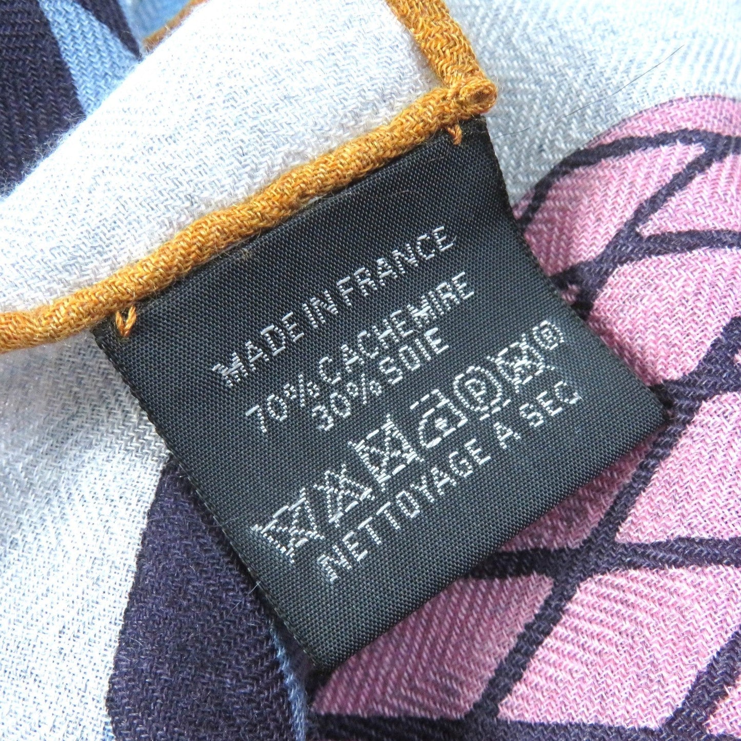 HERMES scarf cashmere Gris Chine/Bleu/Rose Carre140 GRAND THEATRE NOUVEAU