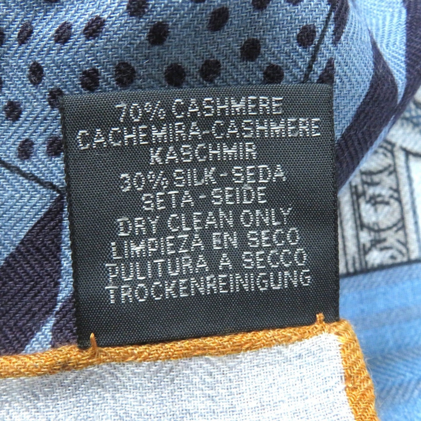 HERMES scarf cashmere Gris Chine/Bleu/Rose Carre140 GRAND THEATRE NOUVEAU