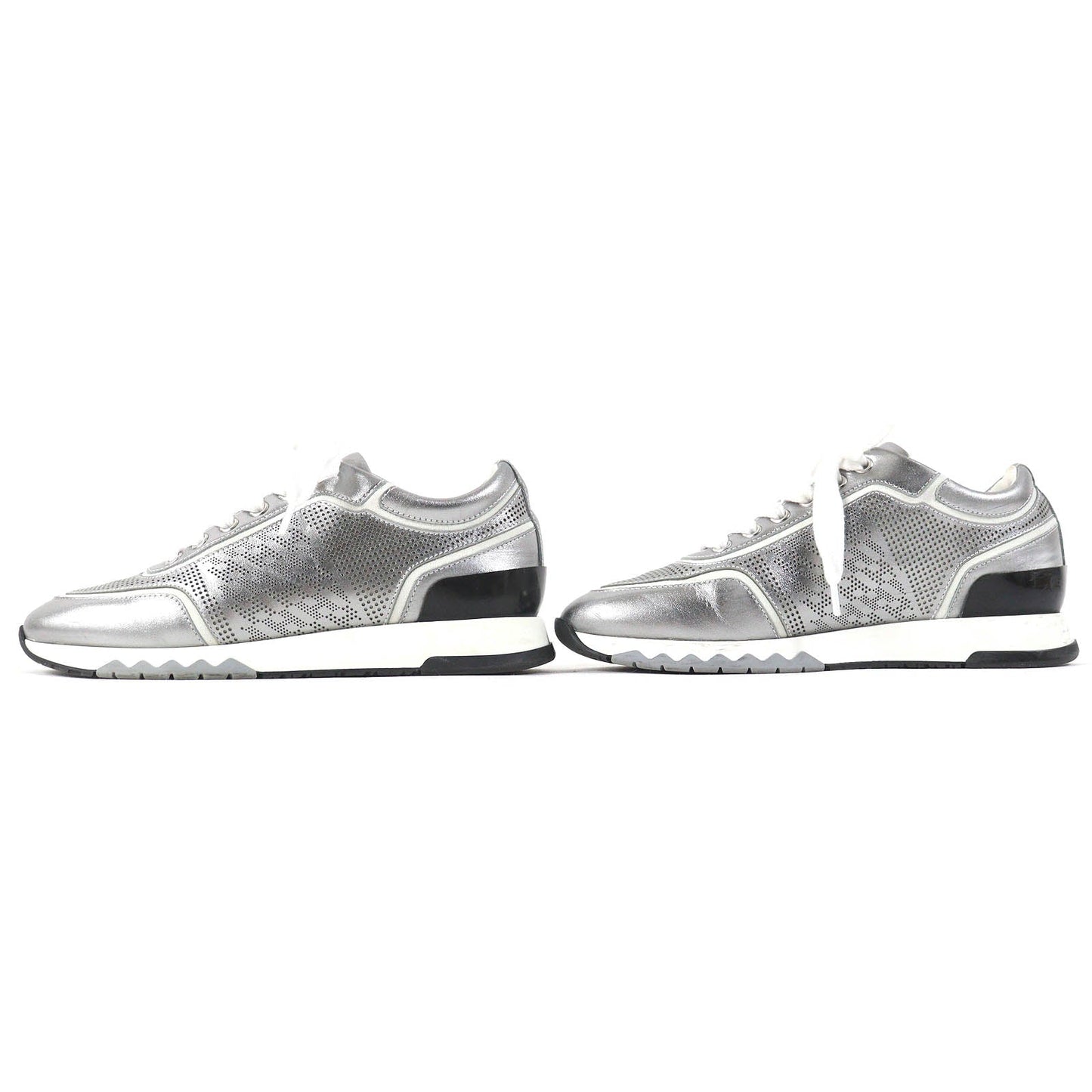 HERMES sneakers 211106Z leather Silver White Black C Addict 35