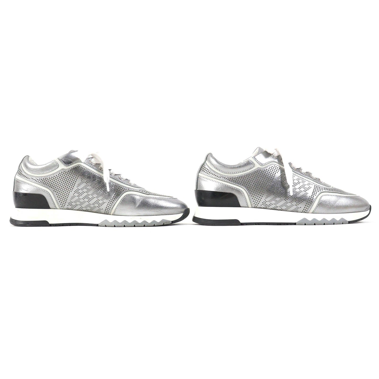 HERMES sneakers 211106Z leather Silver White Black C Addict 35