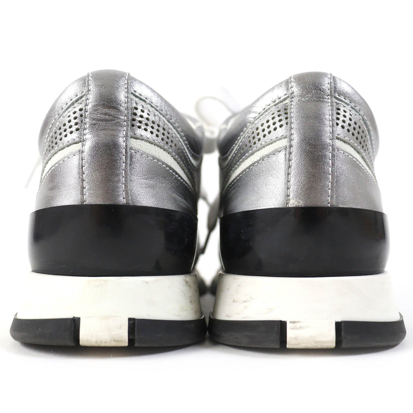 HERMES sneakers 211106Z leather Silver White Black C Addict 35