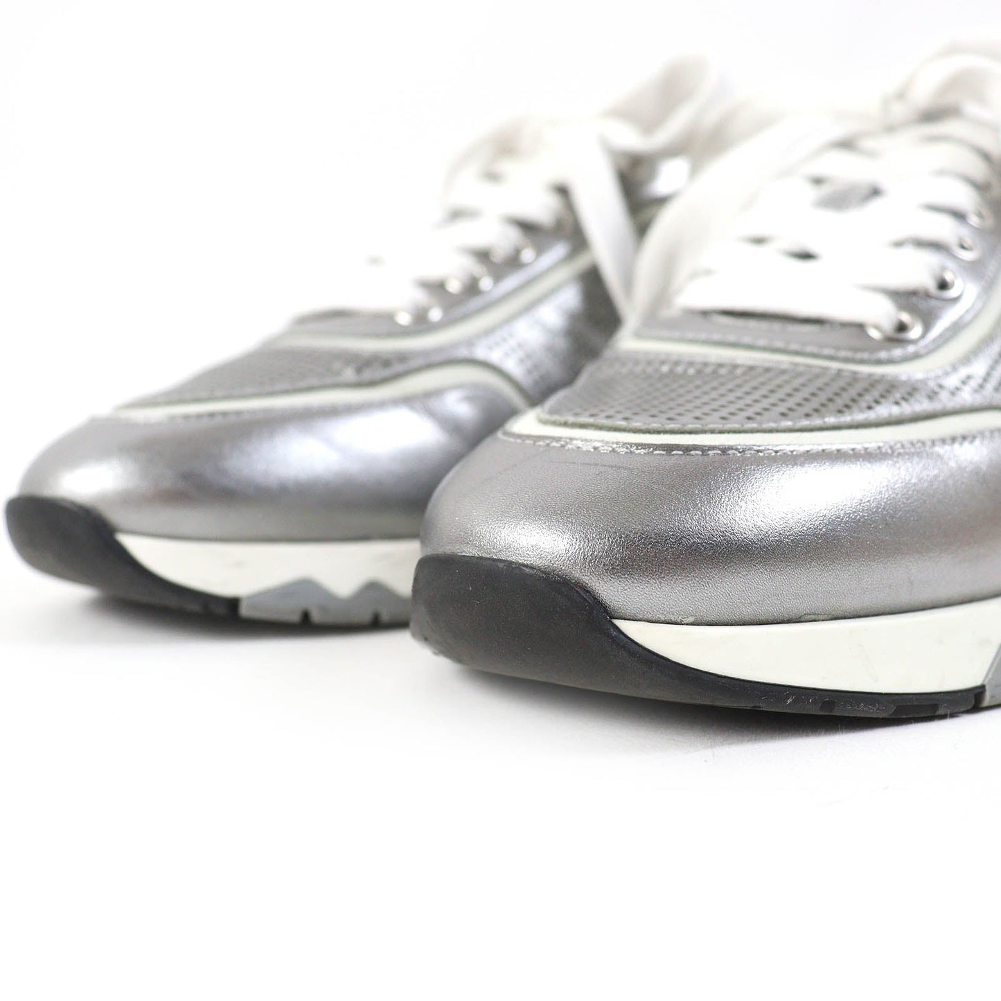 HERMES sneakers 211106Z leather Silver White Black C Addict 35