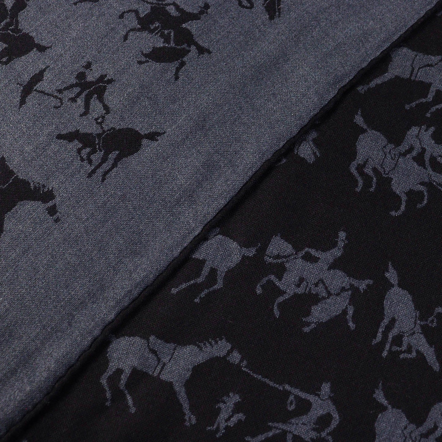 HERMES Scarf cashmere Blue Grey Black