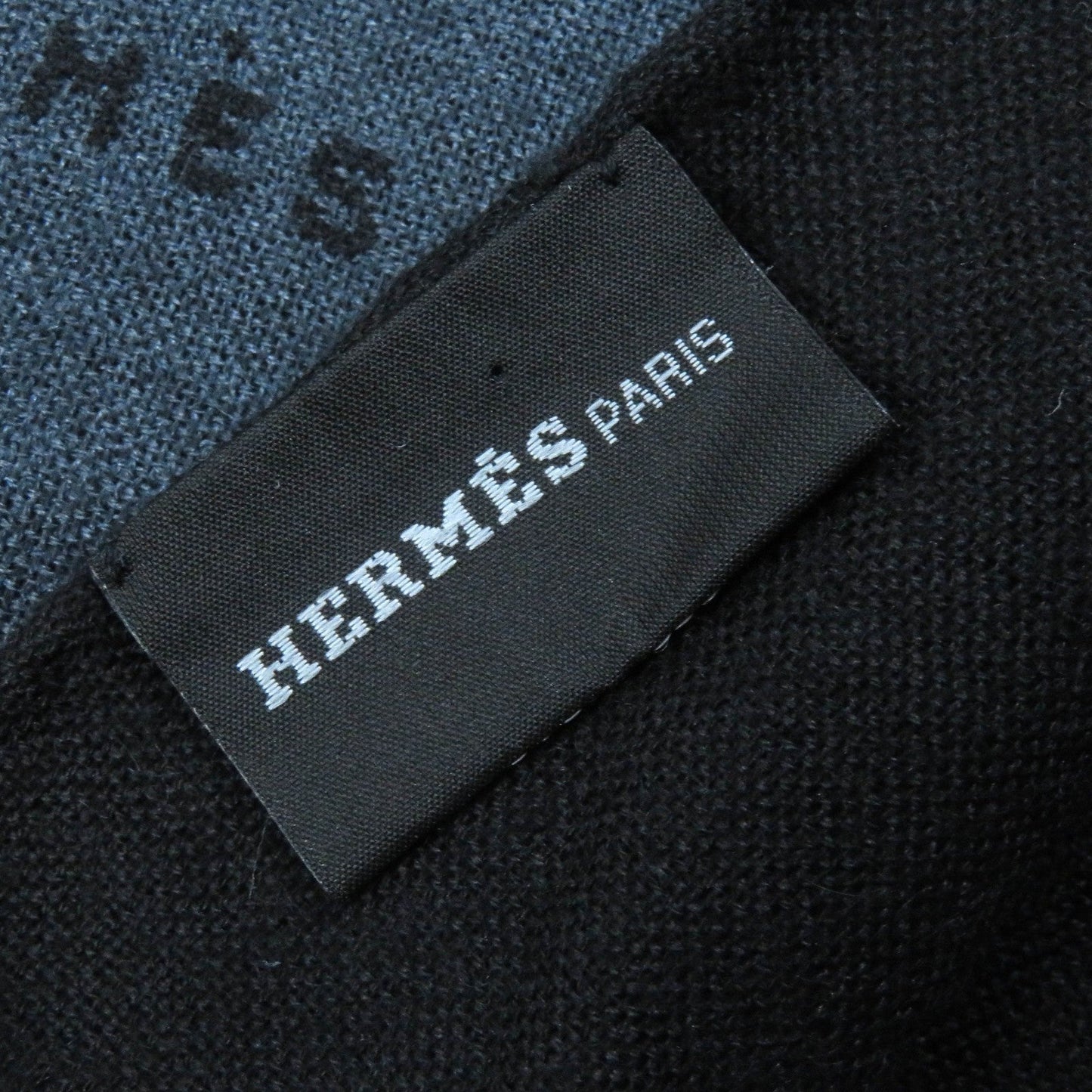 HERMES Scarf cashmere Blue Grey Black