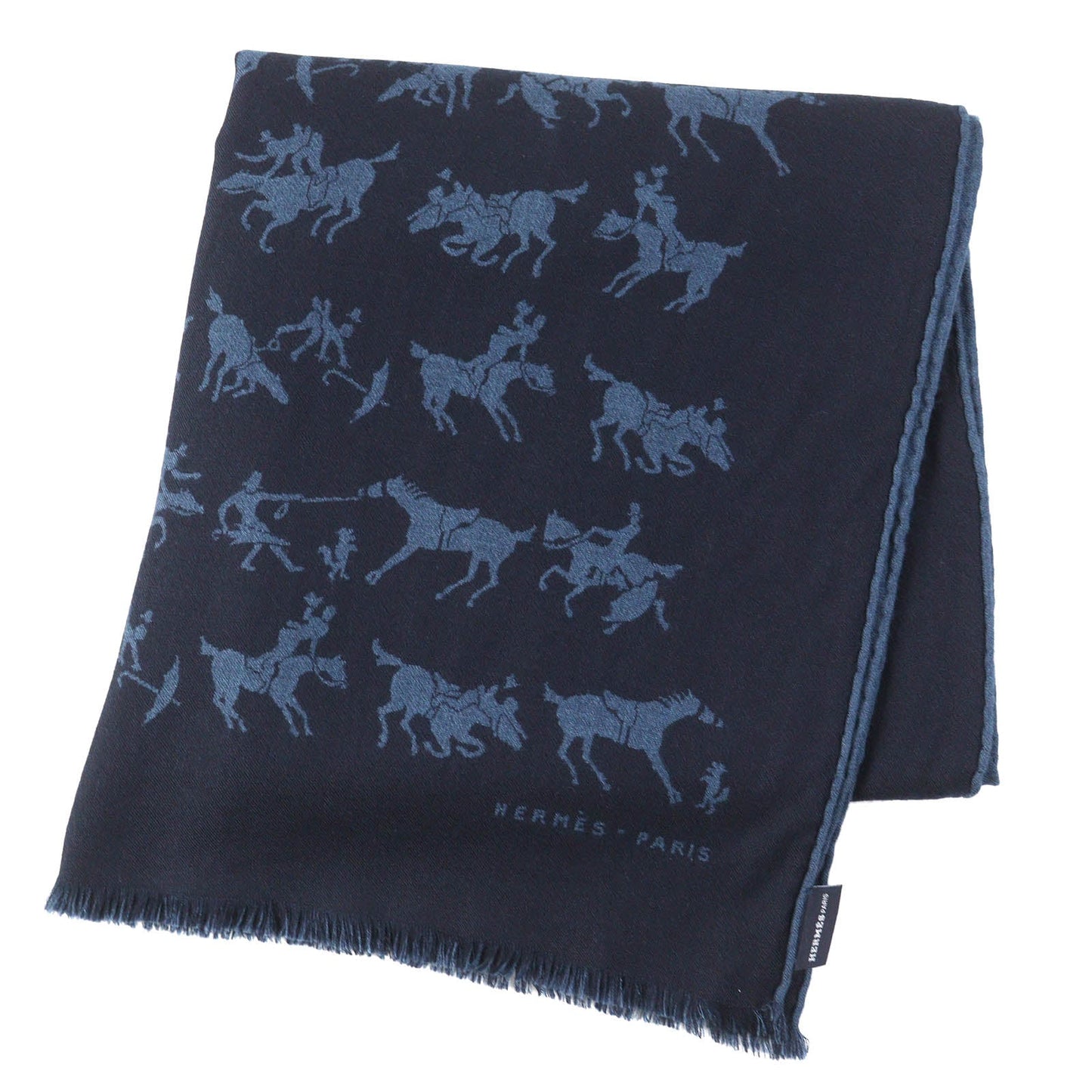 HERMES Scarf cashmere Navy blue
