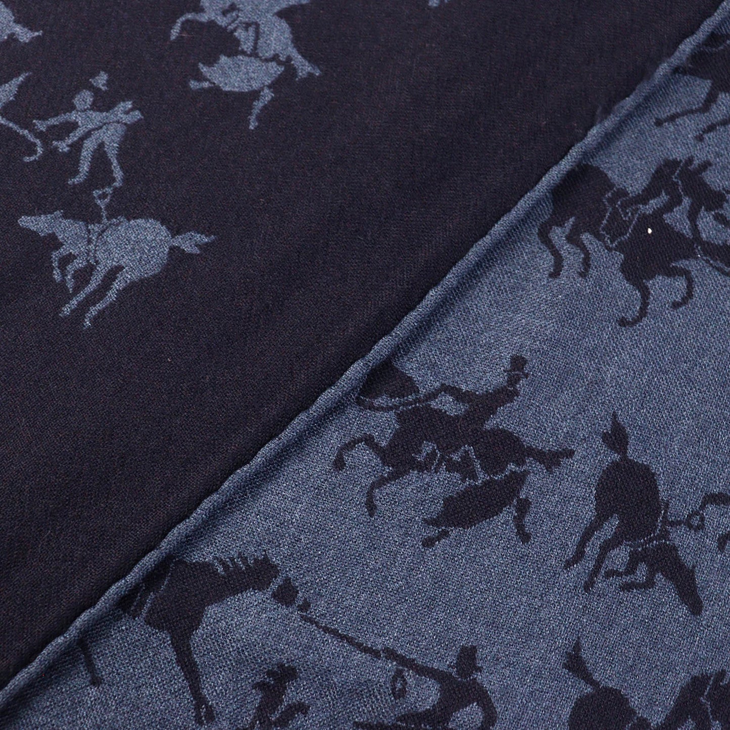 HERMES Scarf cashmere Navy blue