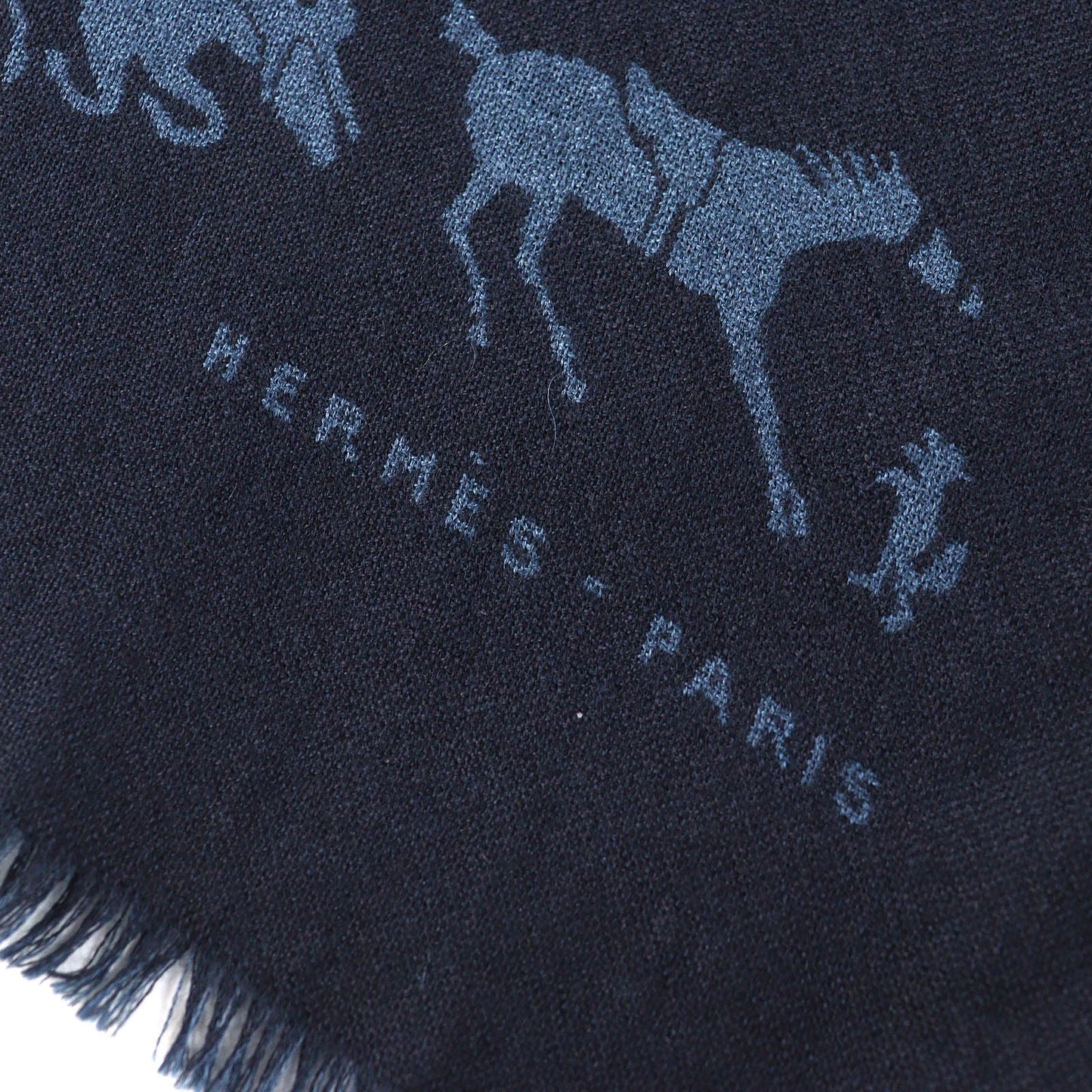 HERMES Scarf cashmere Navy blue