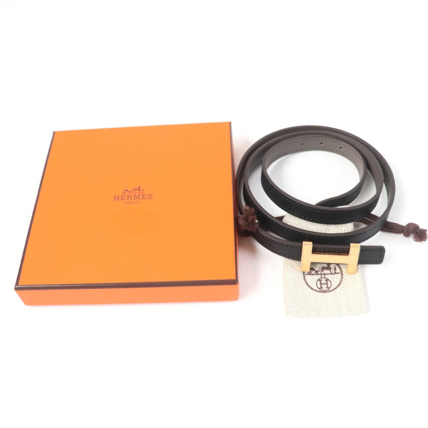 HERMES belt leather Dark brown focus