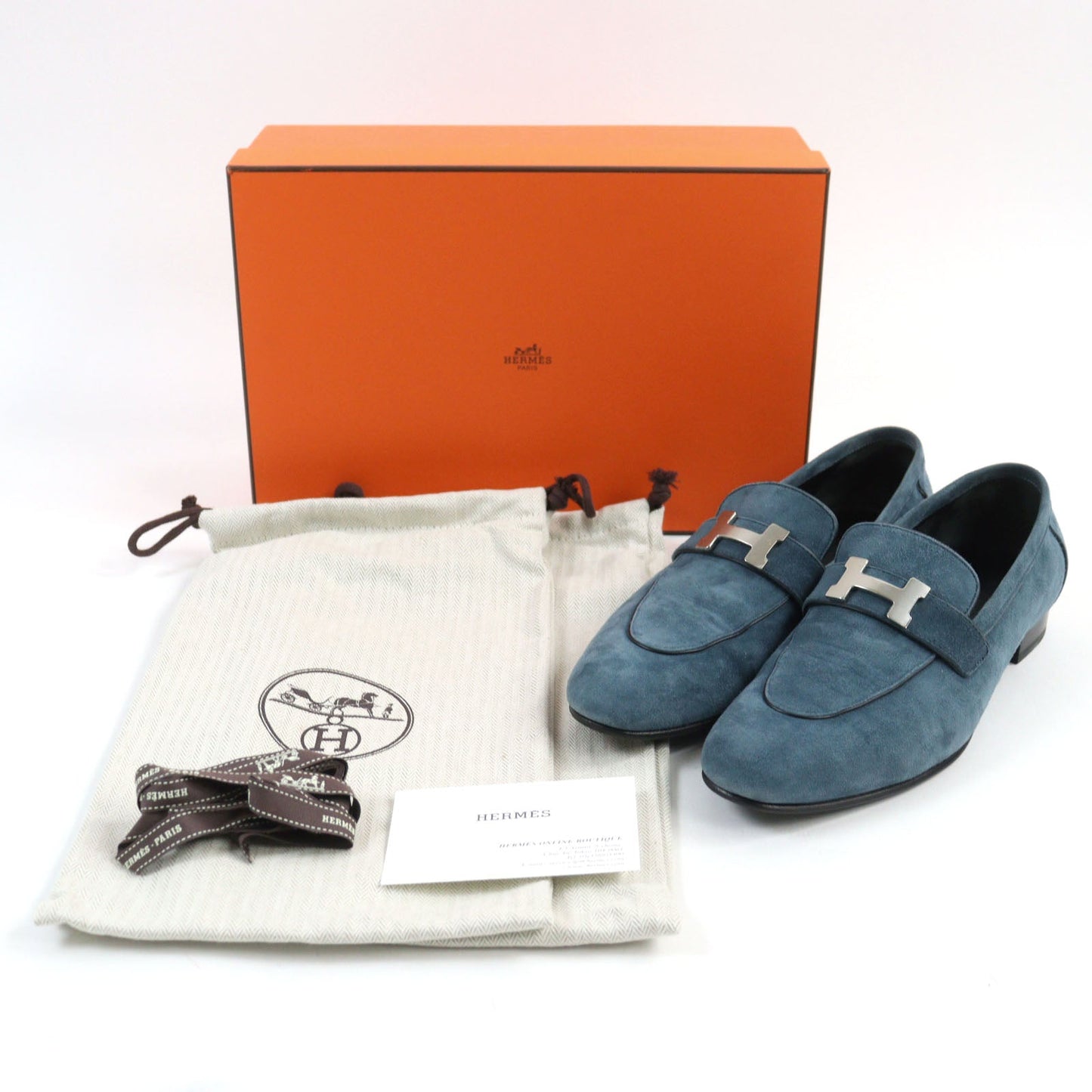 HERMES loafers WS222067Z Suede leather Light blue Constance 39