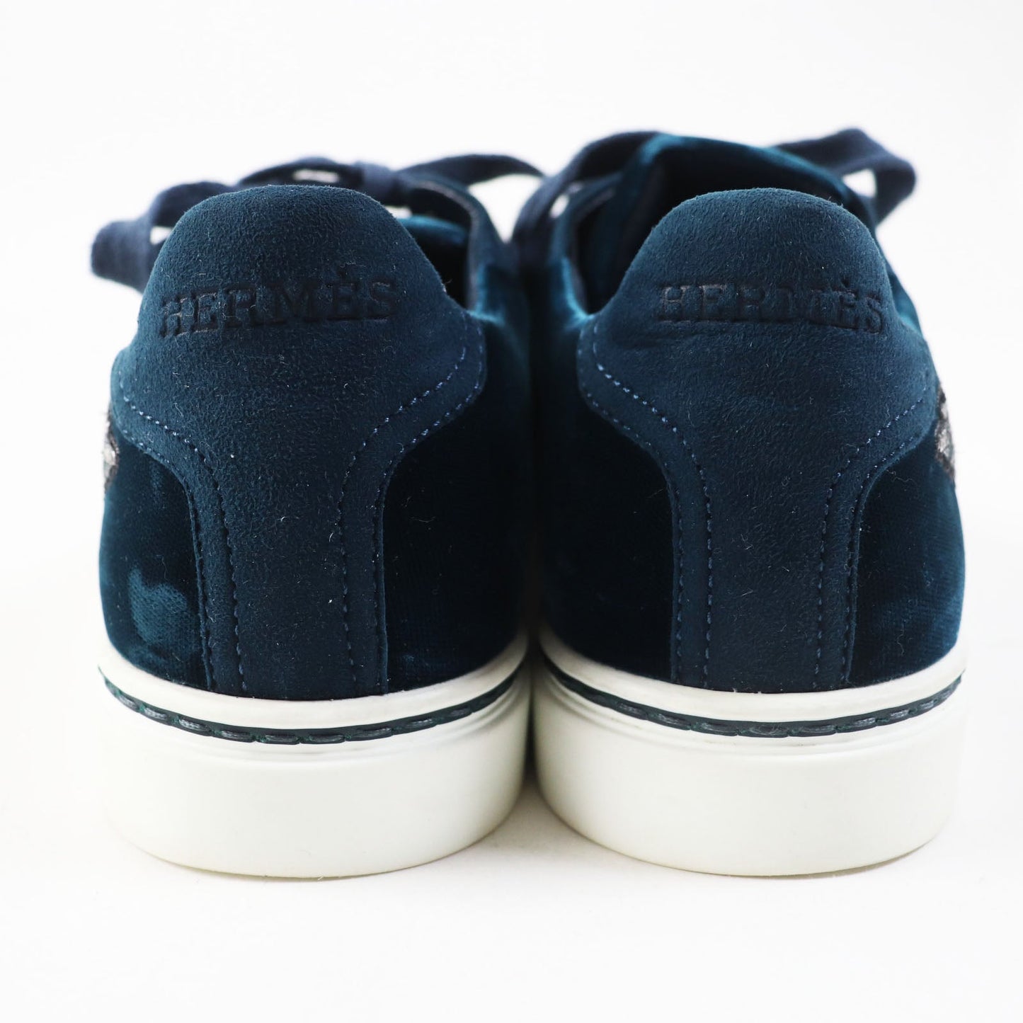 HERMES Low cut sneakers velvet Emerald green 37