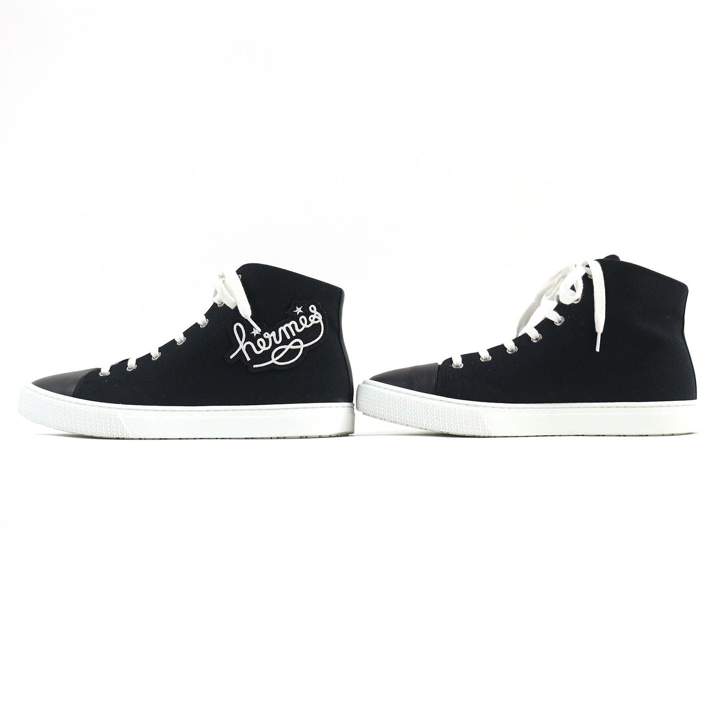 HERMES High cut sneakers canvas black Iriko 42.5