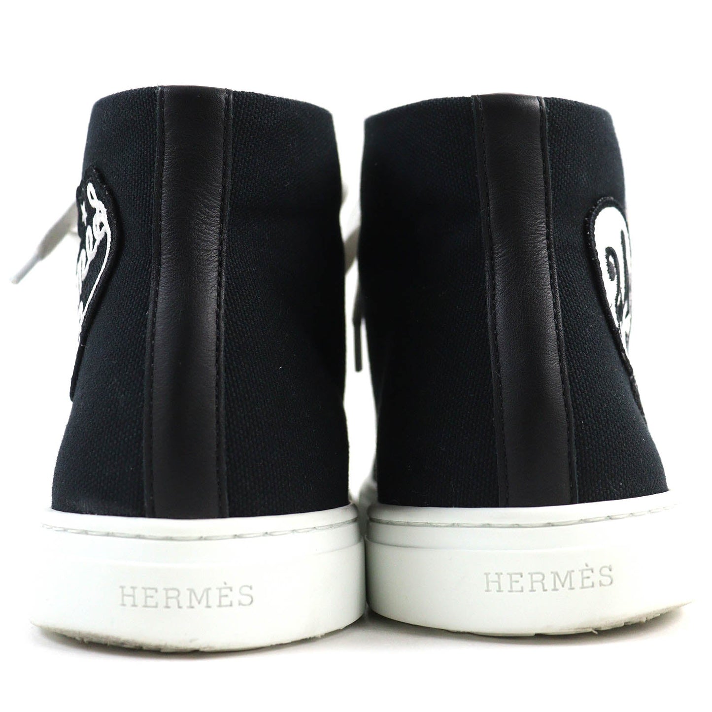 HERMES High cut sneakers canvas black Iriko 42.5