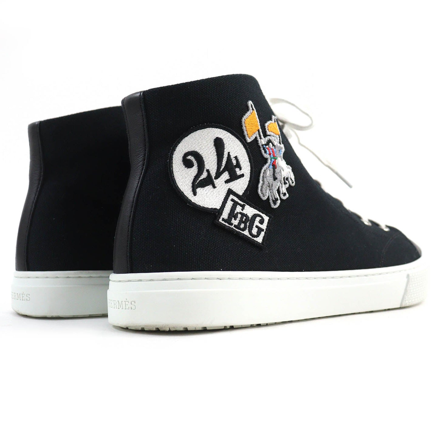 HERMES High cut sneakers canvas black Iriko 42.5