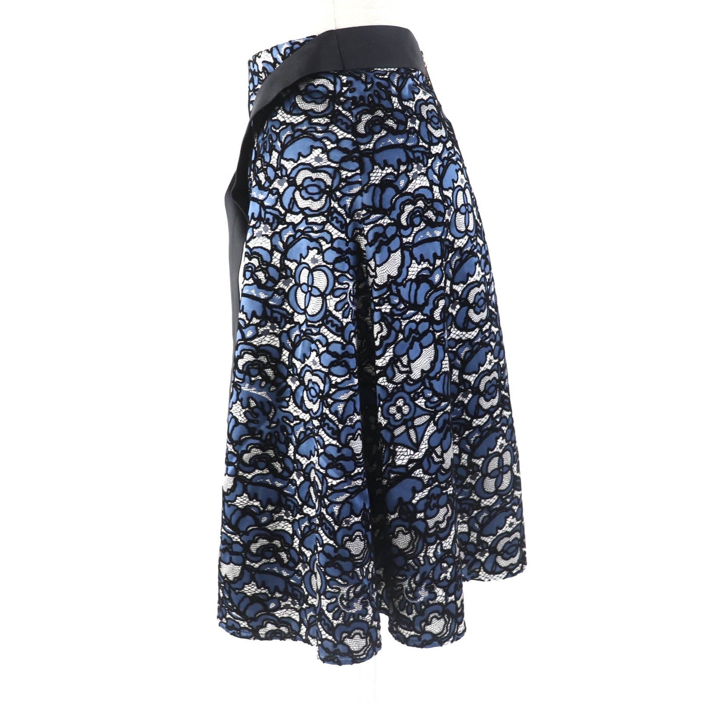 LOUIS VUITTON flare skirt silk Navy type 38