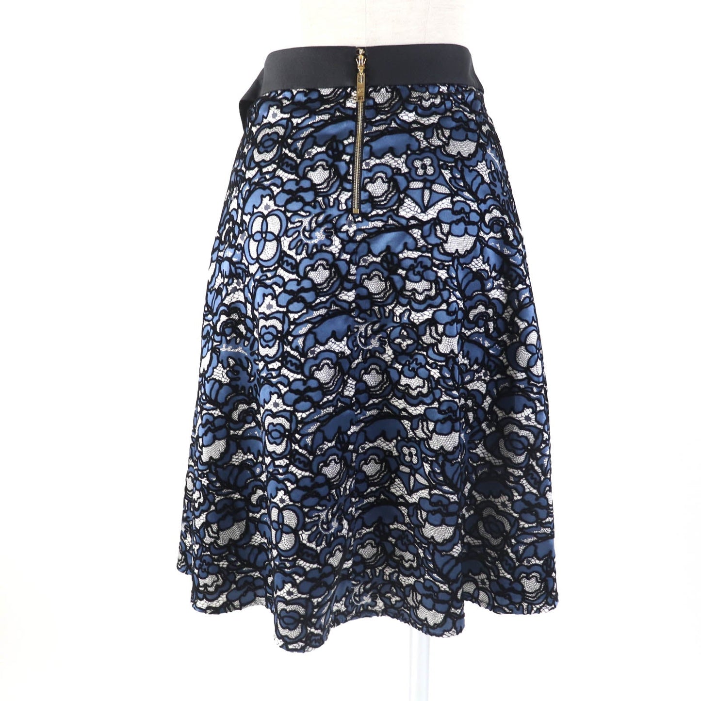 LOUIS VUITTON flare skirt silk Navy type 38