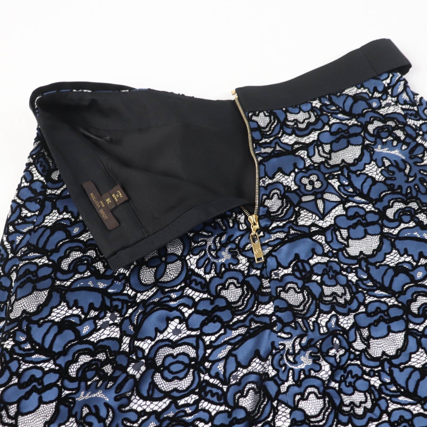LOUIS VUITTON flare skirt silk Navy type 38