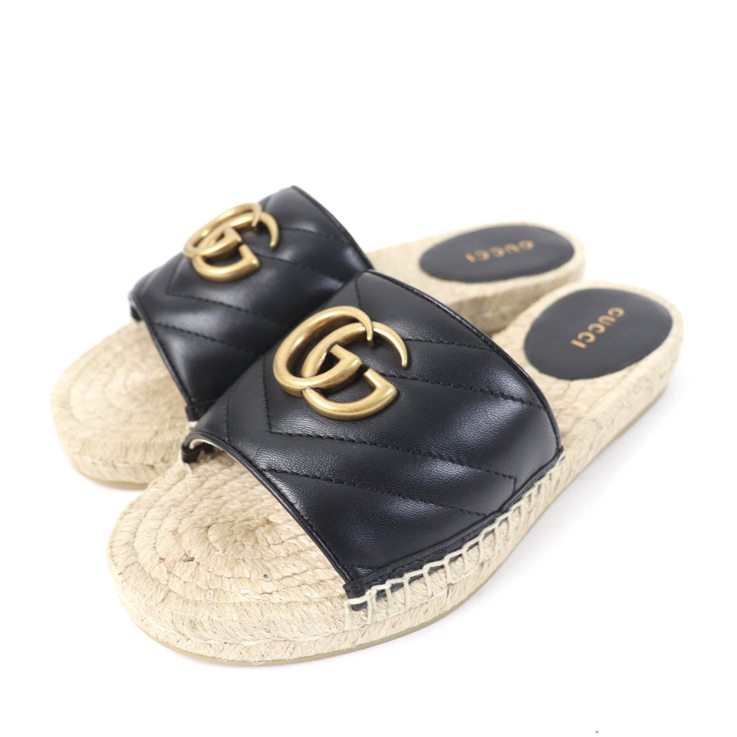GUCCI Sandals 573028 leather black 34.5