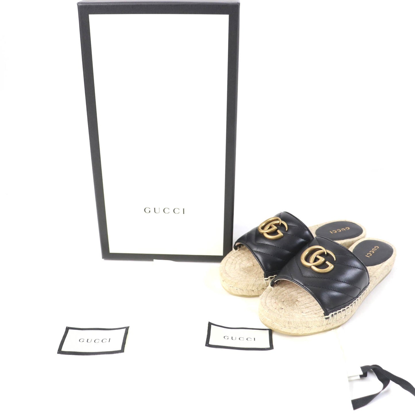 GUCCI Sandals 573028 leather black 34.5