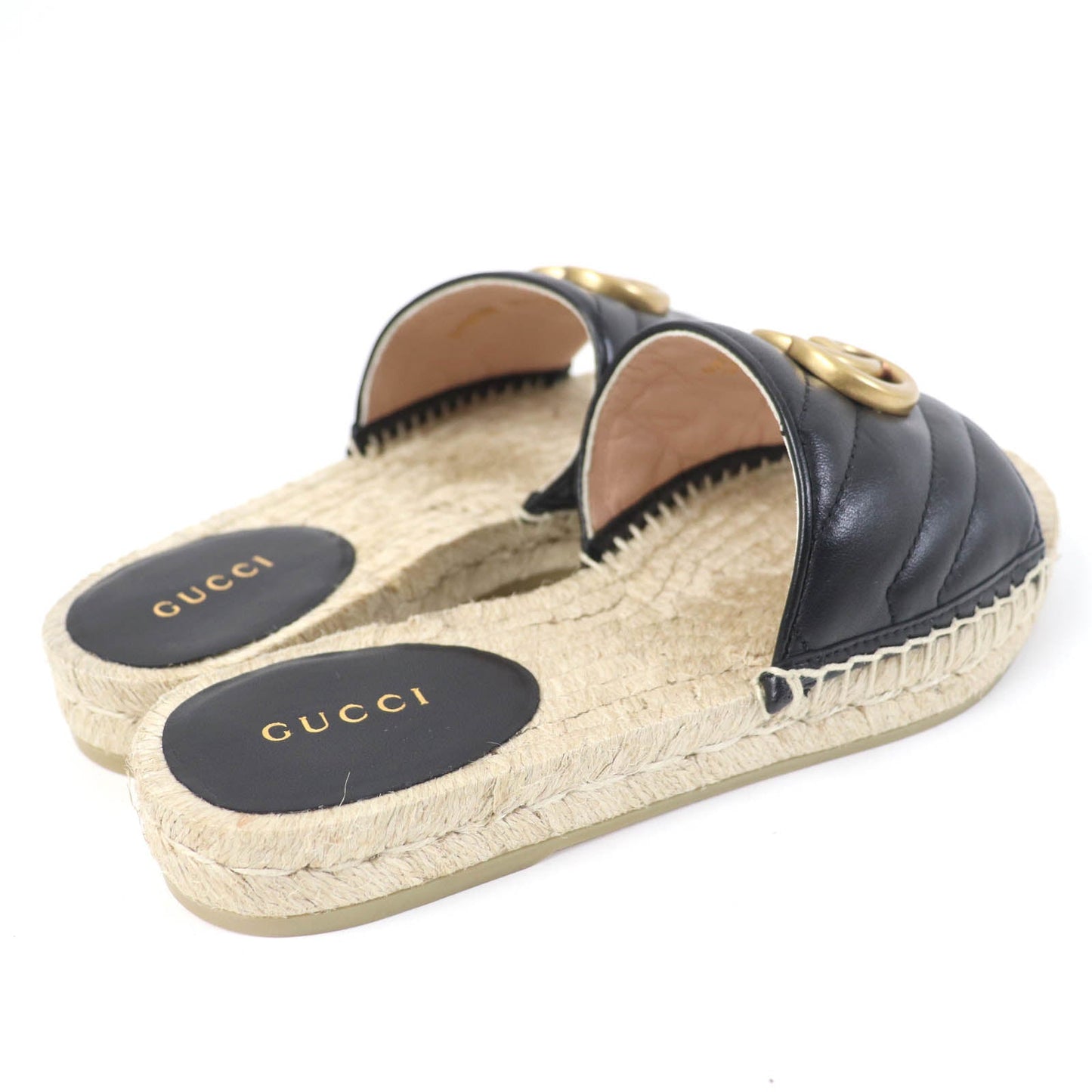 GUCCI Sandals 573028 leather black 34.5