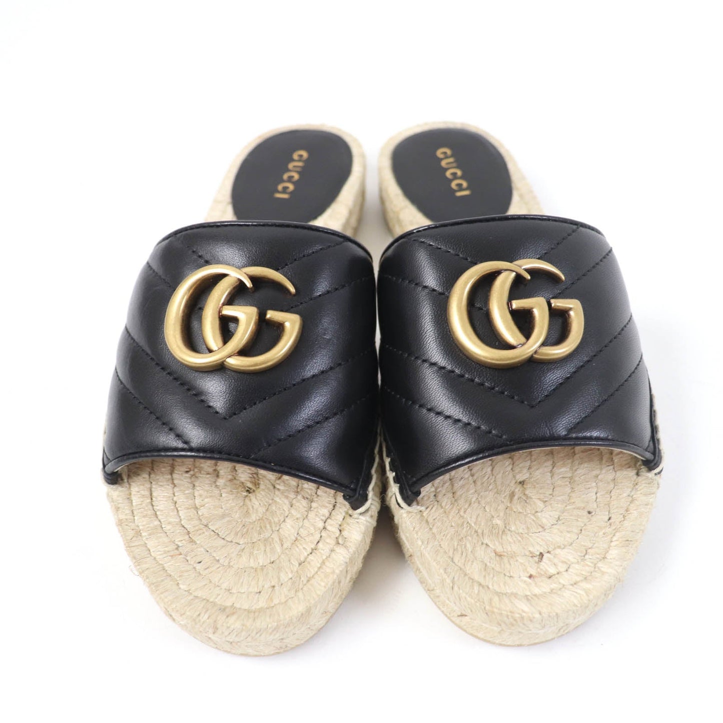 GUCCI Sandals 573028 leather black 34.5