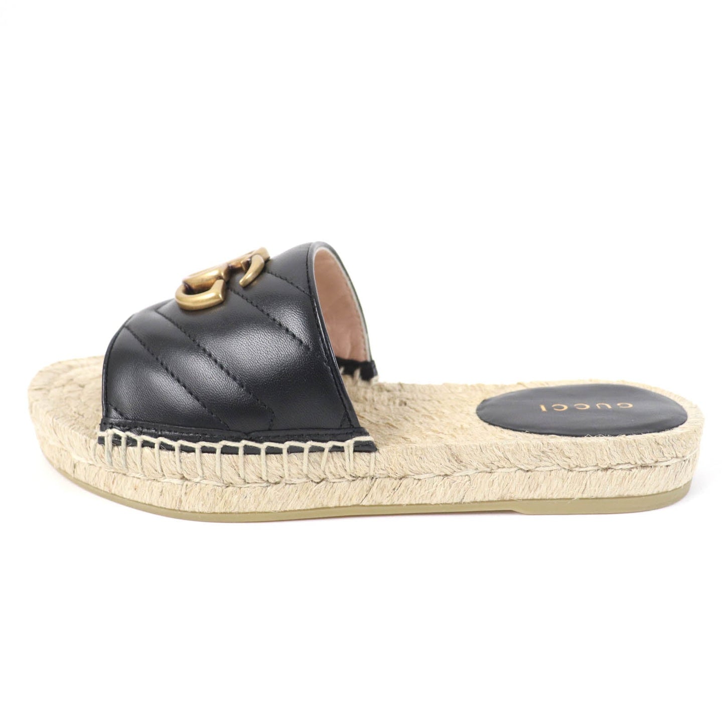 GUCCI Sandals 573028 leather black 34.5