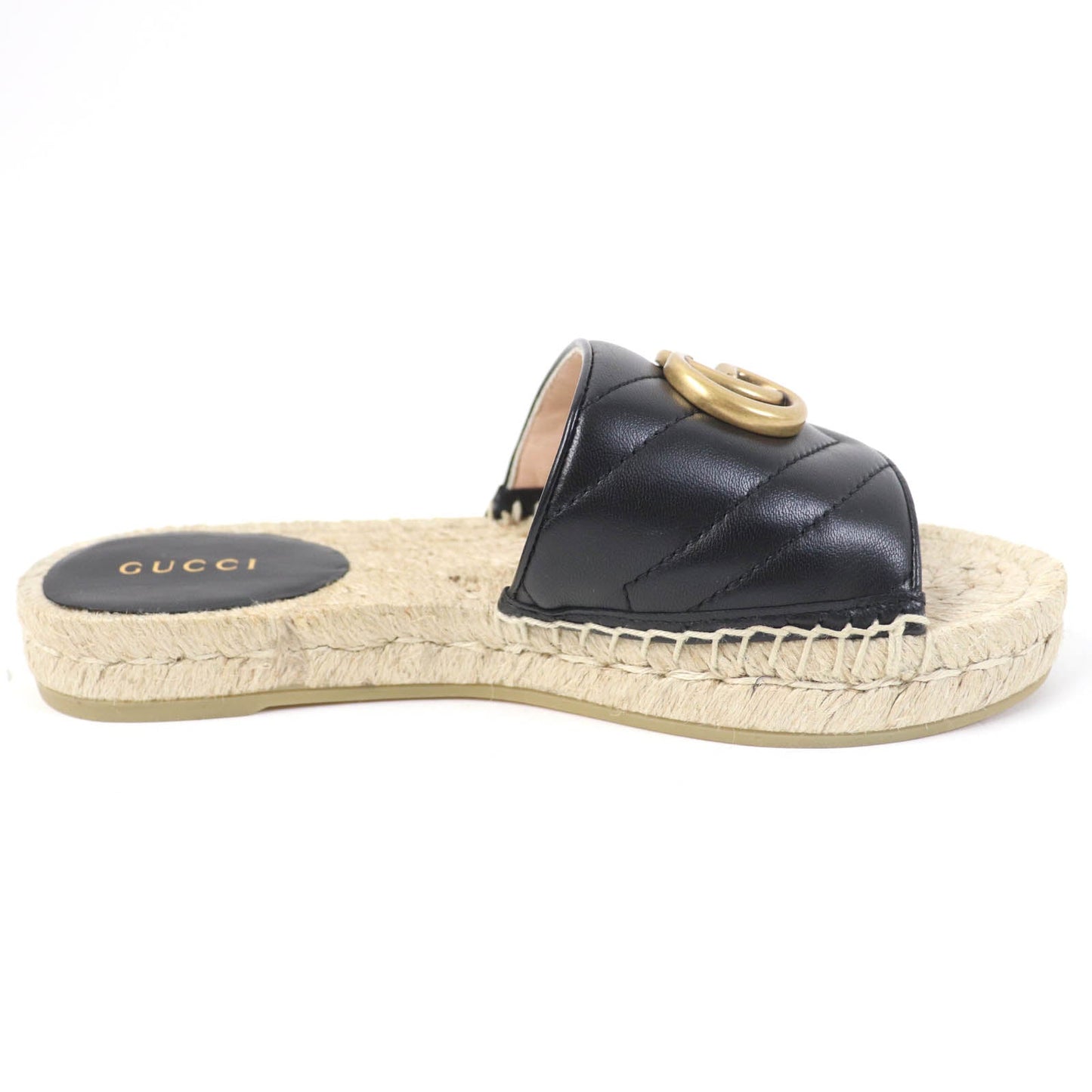 GUCCI Sandals 573028 leather black 34.5
