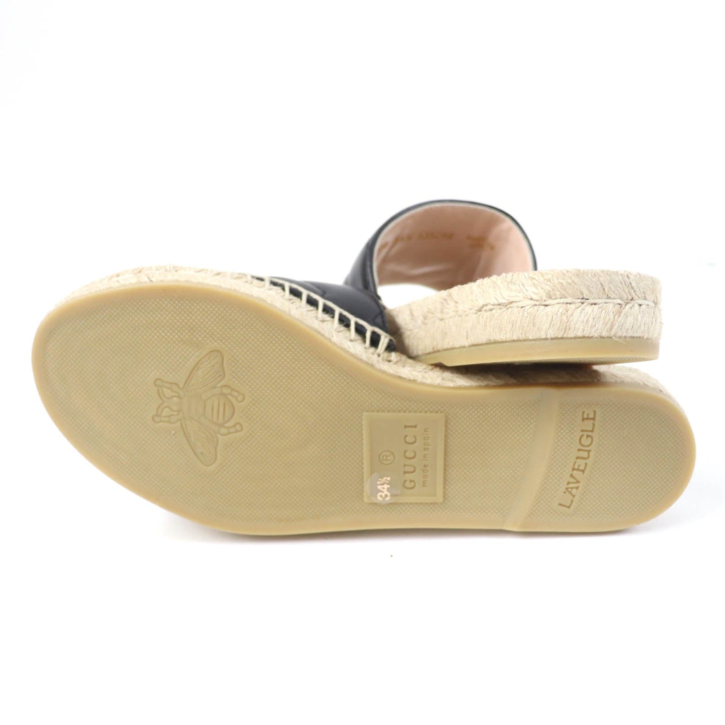 GUCCI Sandals 573028 leather black 34.5
