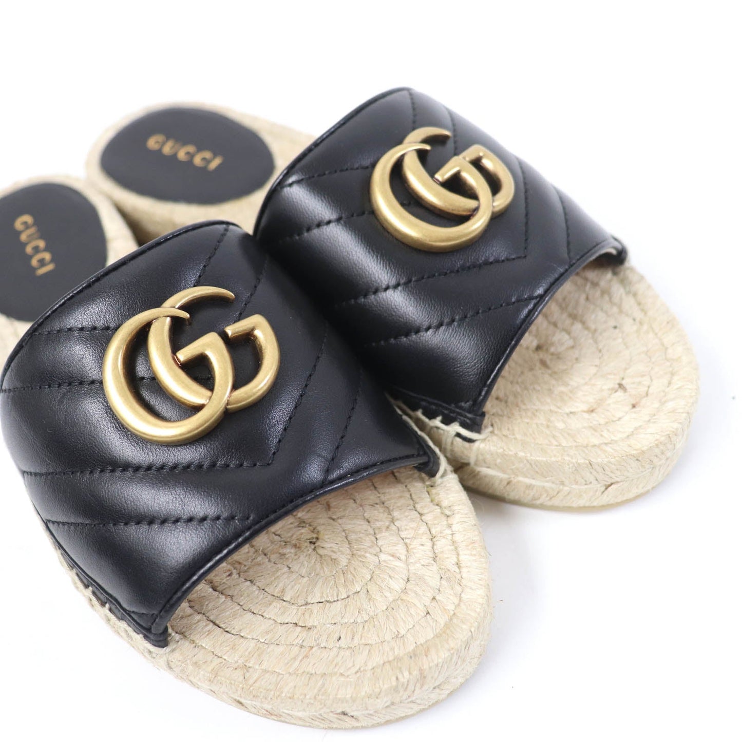 GUCCI Sandals 573028 leather black 34.5