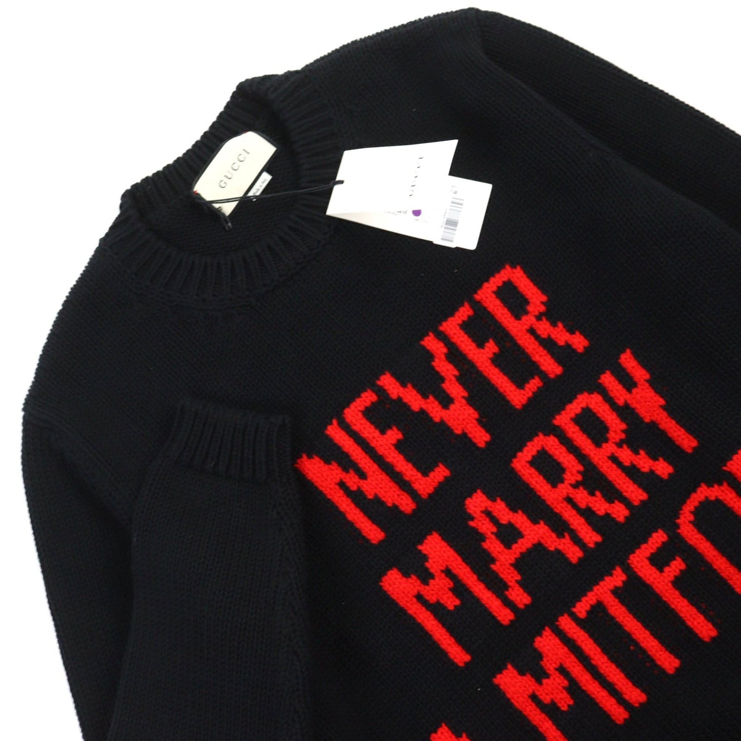 GUCCI knit 514906 cotton Dark Navy Red S