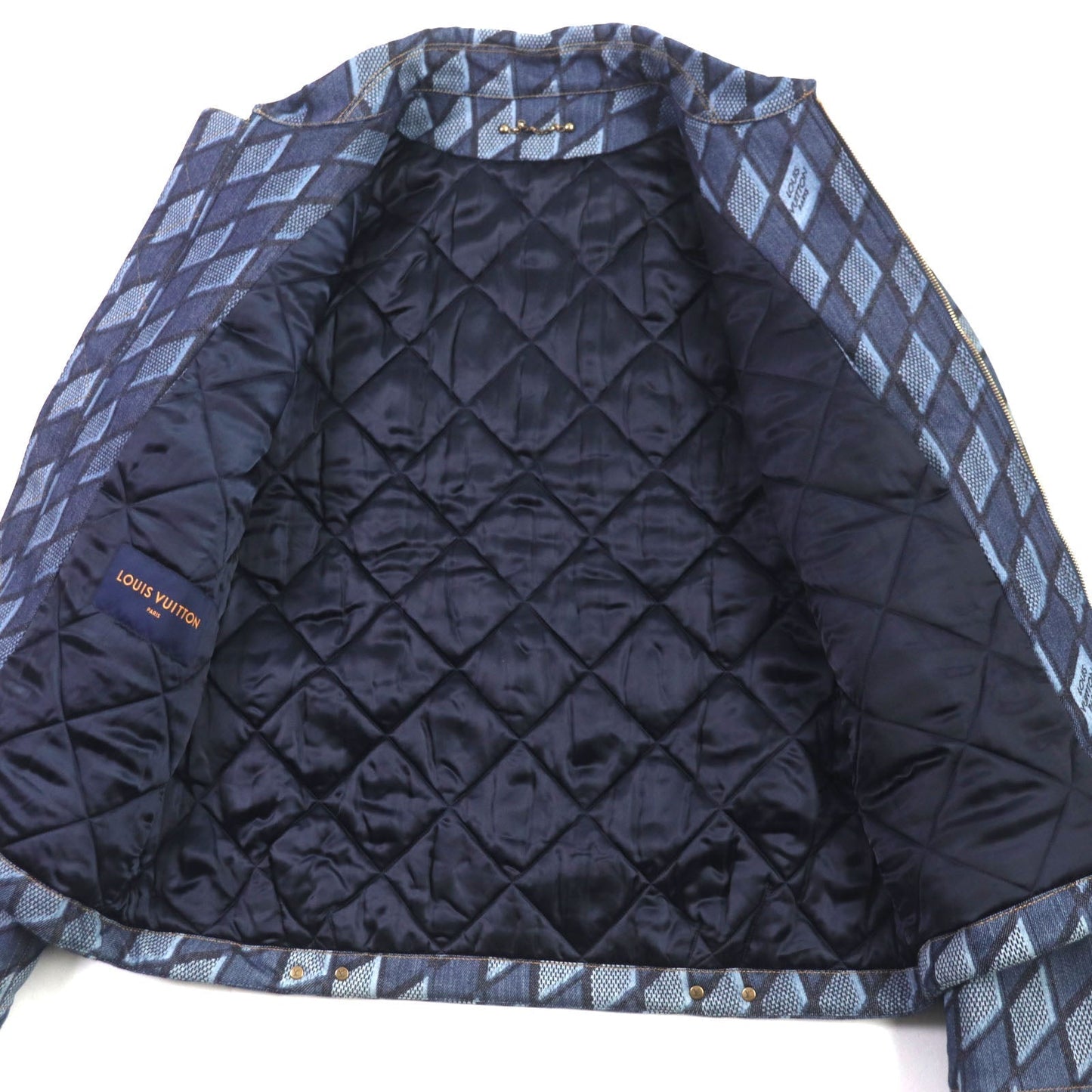 LOUIS VUITTON Denim Jacket HNA76W cotton Indigo blue Diamond Damier 46