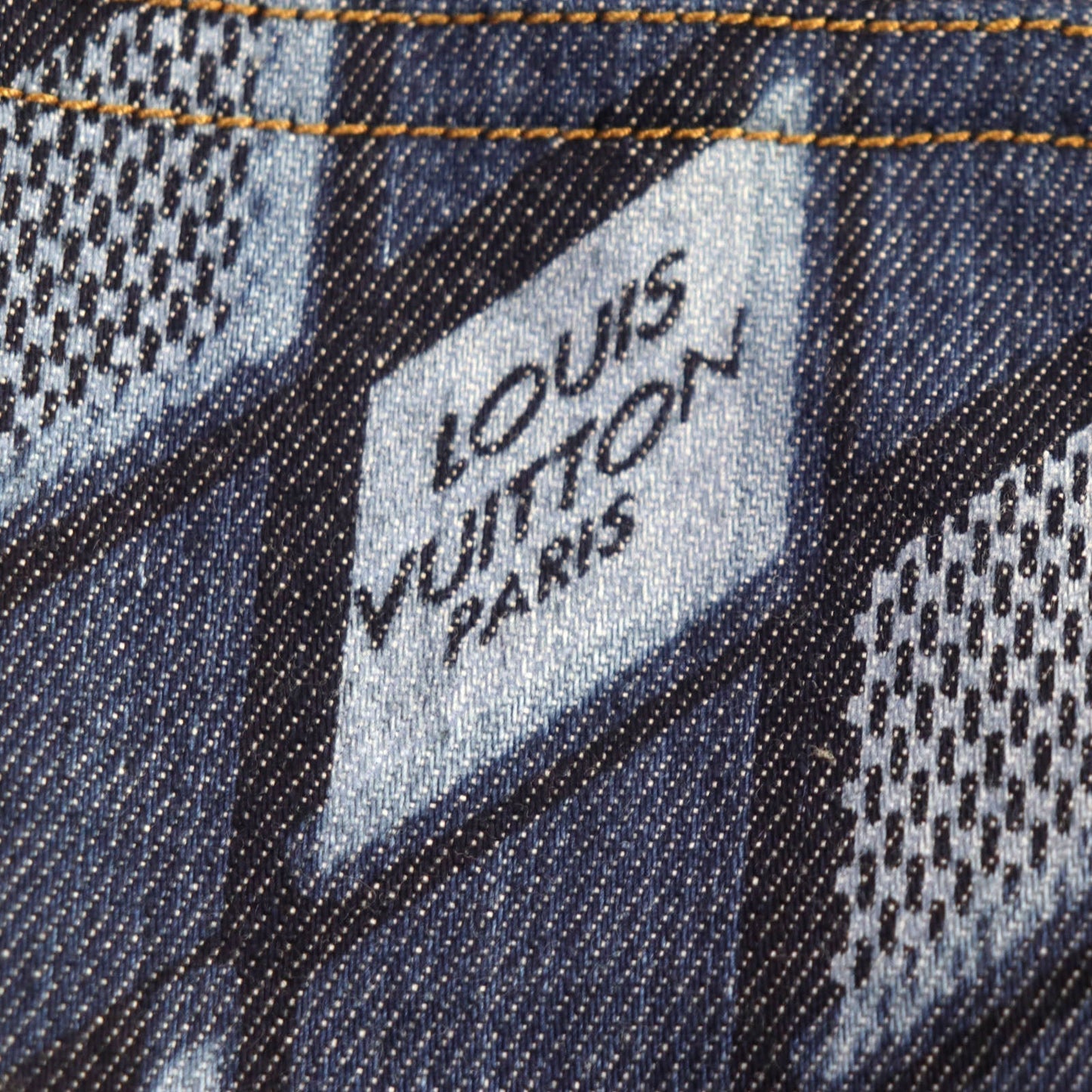 LOUIS VUITTON Denim Jacket HNA76W cotton Indigo blue Diamond Damier 46