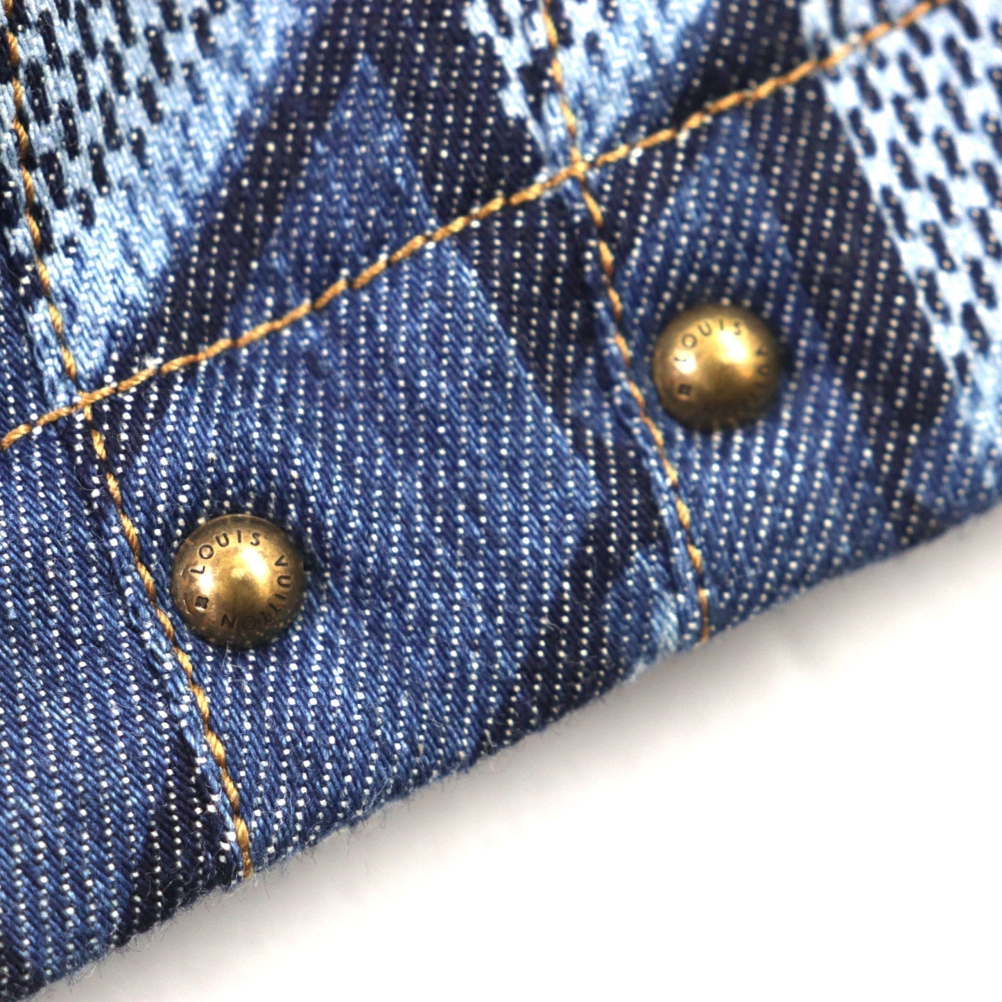 LOUIS VUITTON Denim Jacket HNA76W cotton Indigo blue Diamond Damier 46