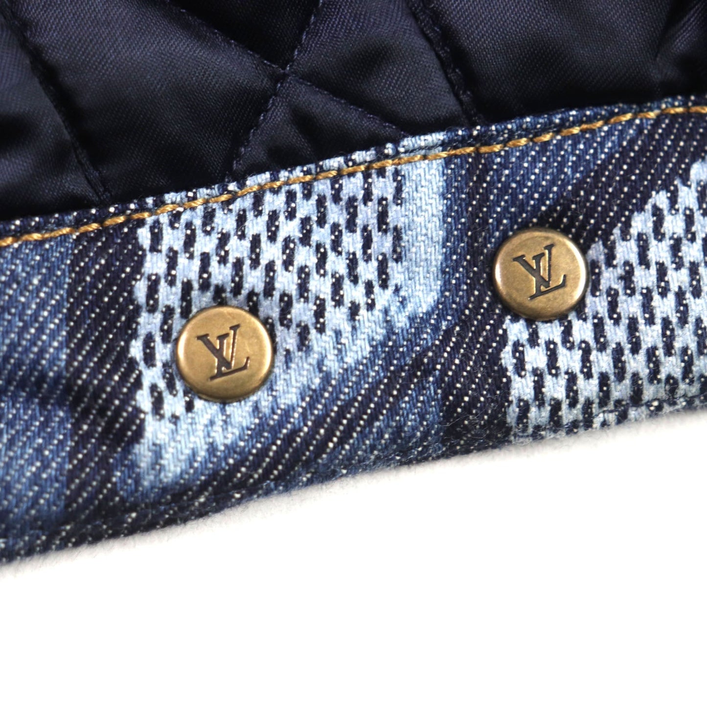 LOUIS VUITTON Denim Jacket HNA76W cotton Indigo blue Diamond Damier 46
