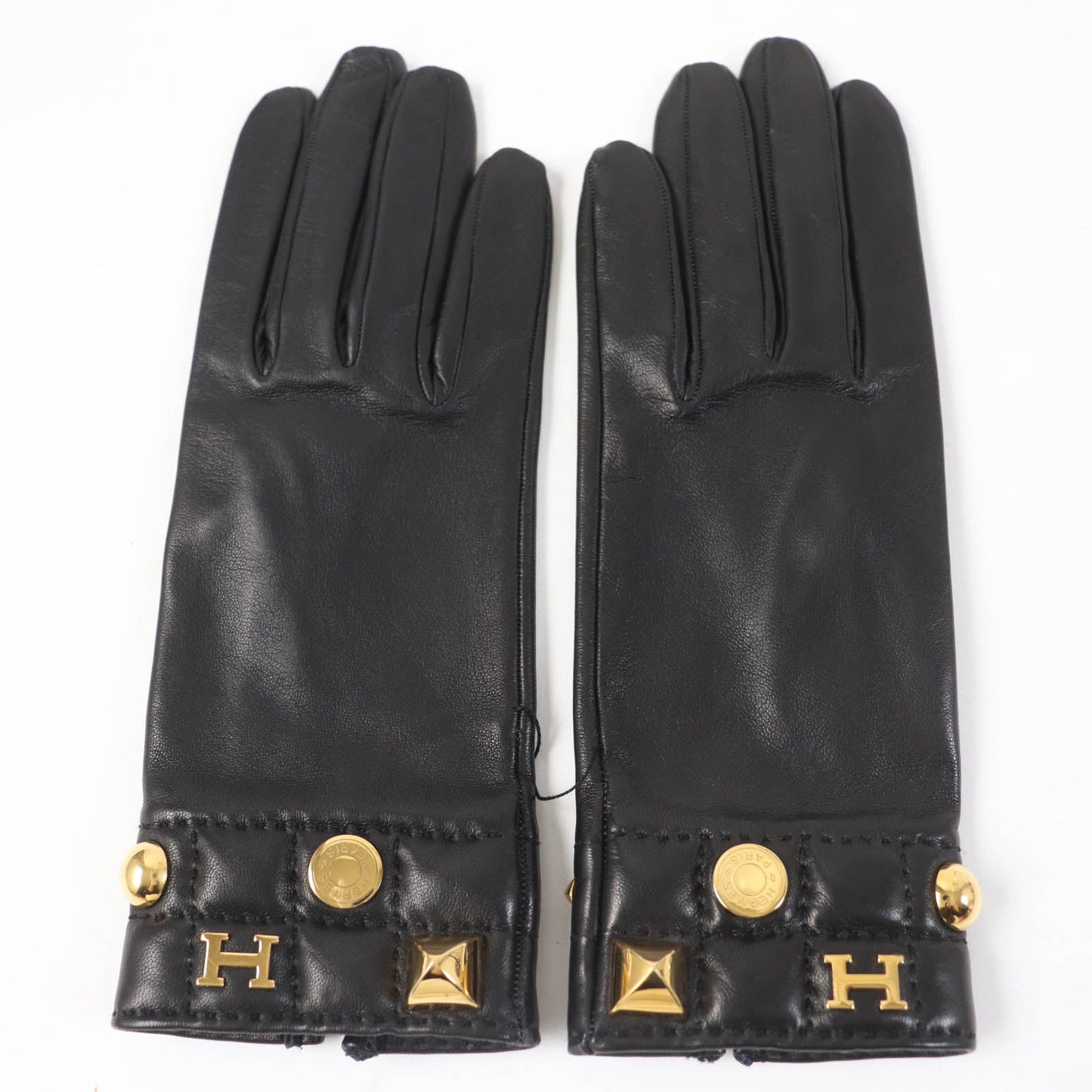 HERMES gloves leather Dark brown 6.5