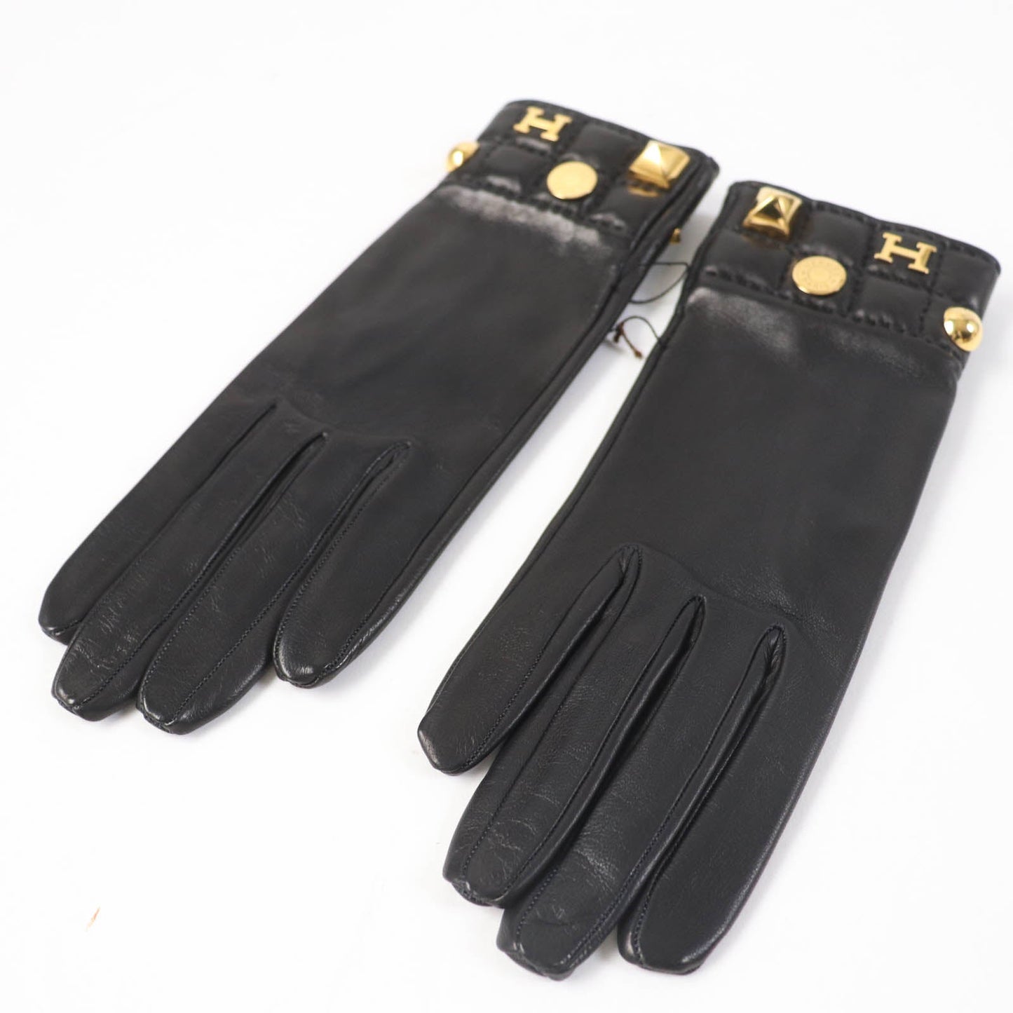 HERMES gloves leather Dark brown 6.5