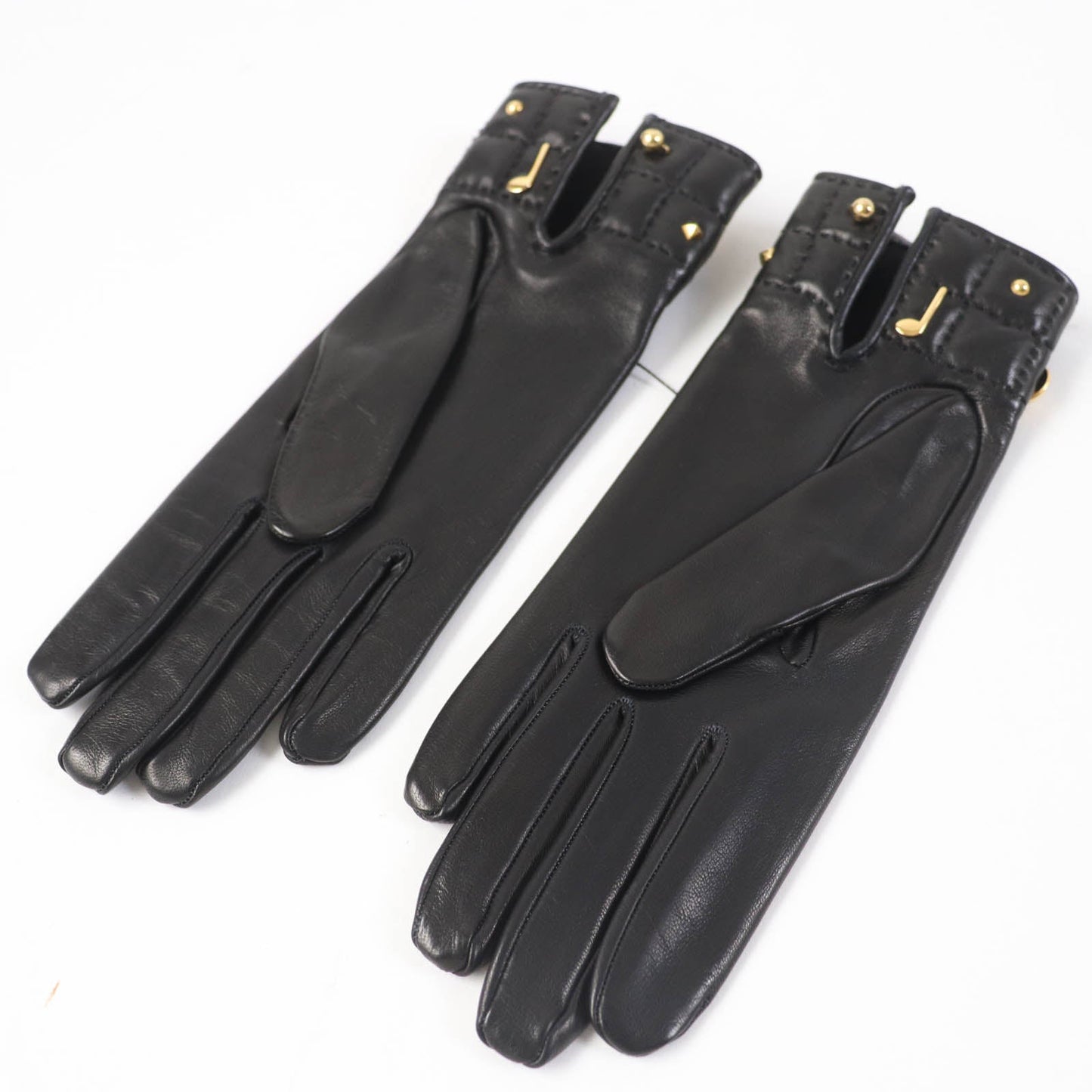 HERMES gloves leather Dark brown 6.5