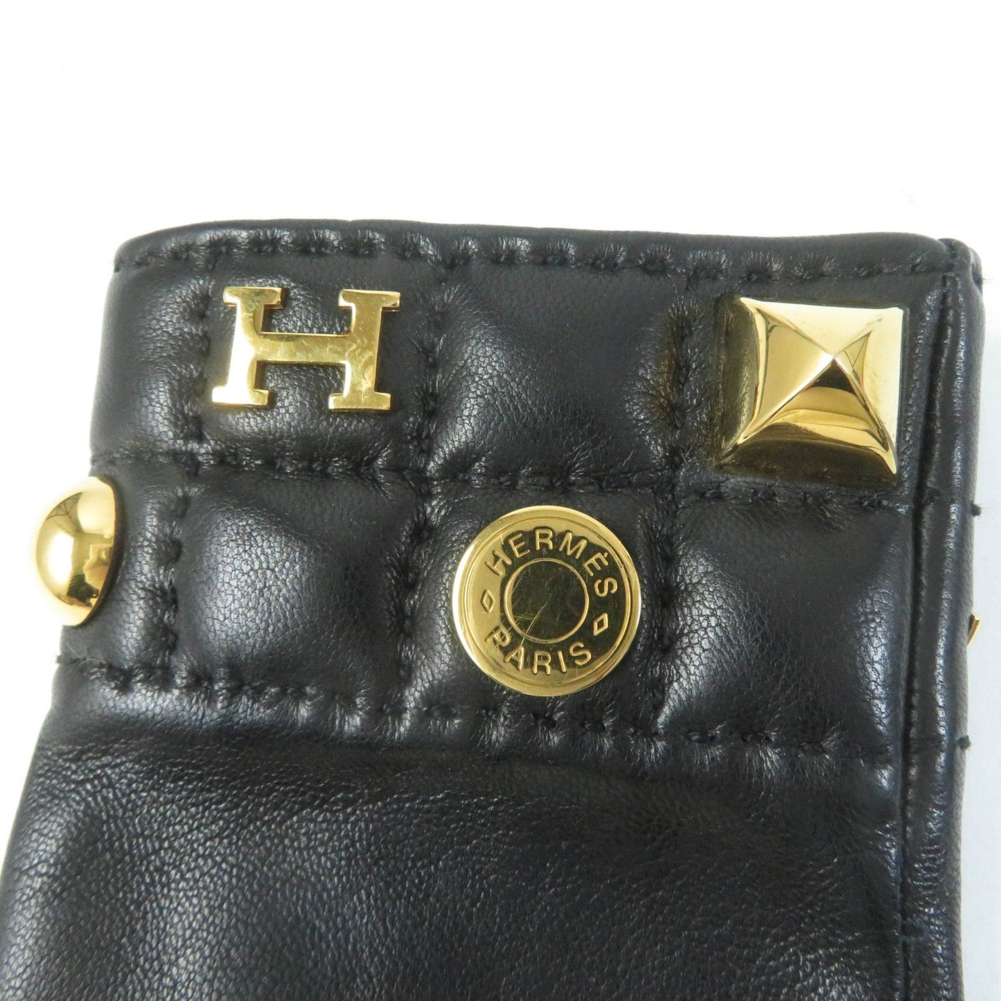 HERMES gloves leather Dark brown 6.5