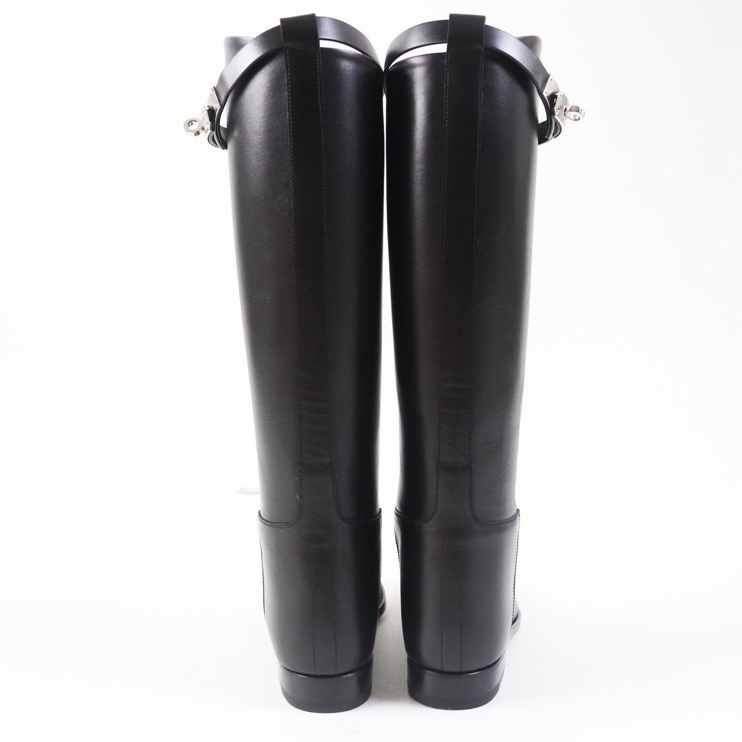 HERMES Knee-high boots leather black 37.5