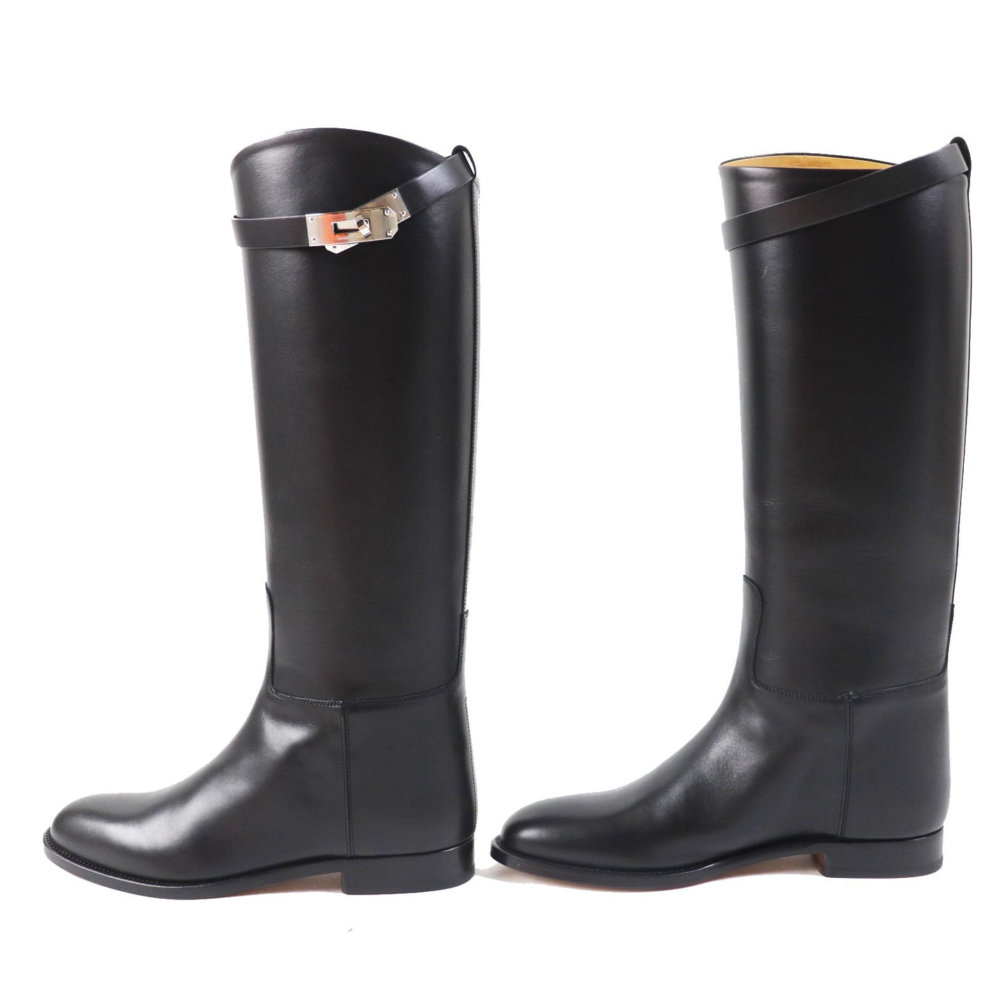 HERMES Knee-high boots leather black 37.5