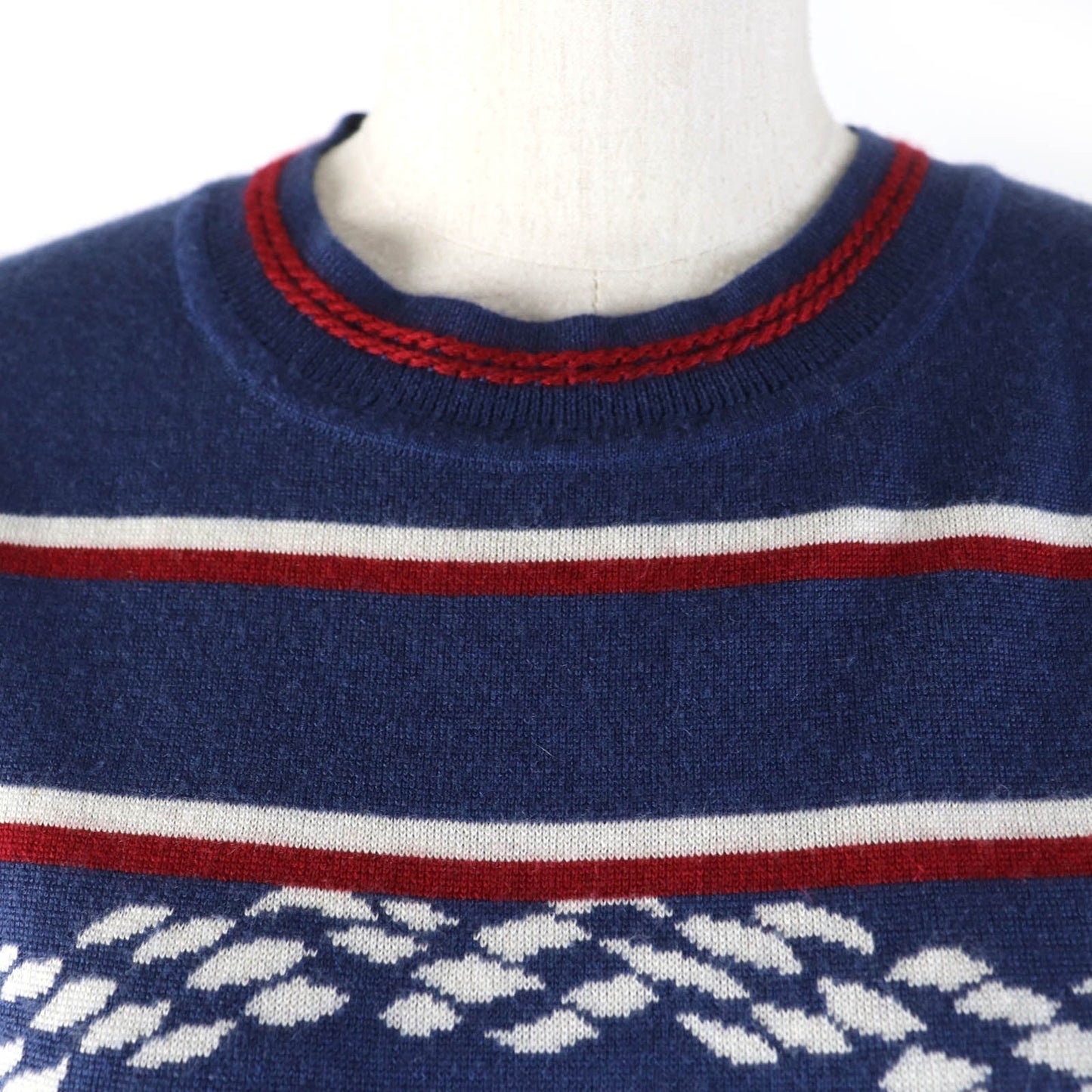 HERMES Short sleeve knit 3E2615D4 cashmere Navy Kanoe Chene Dunkle 40