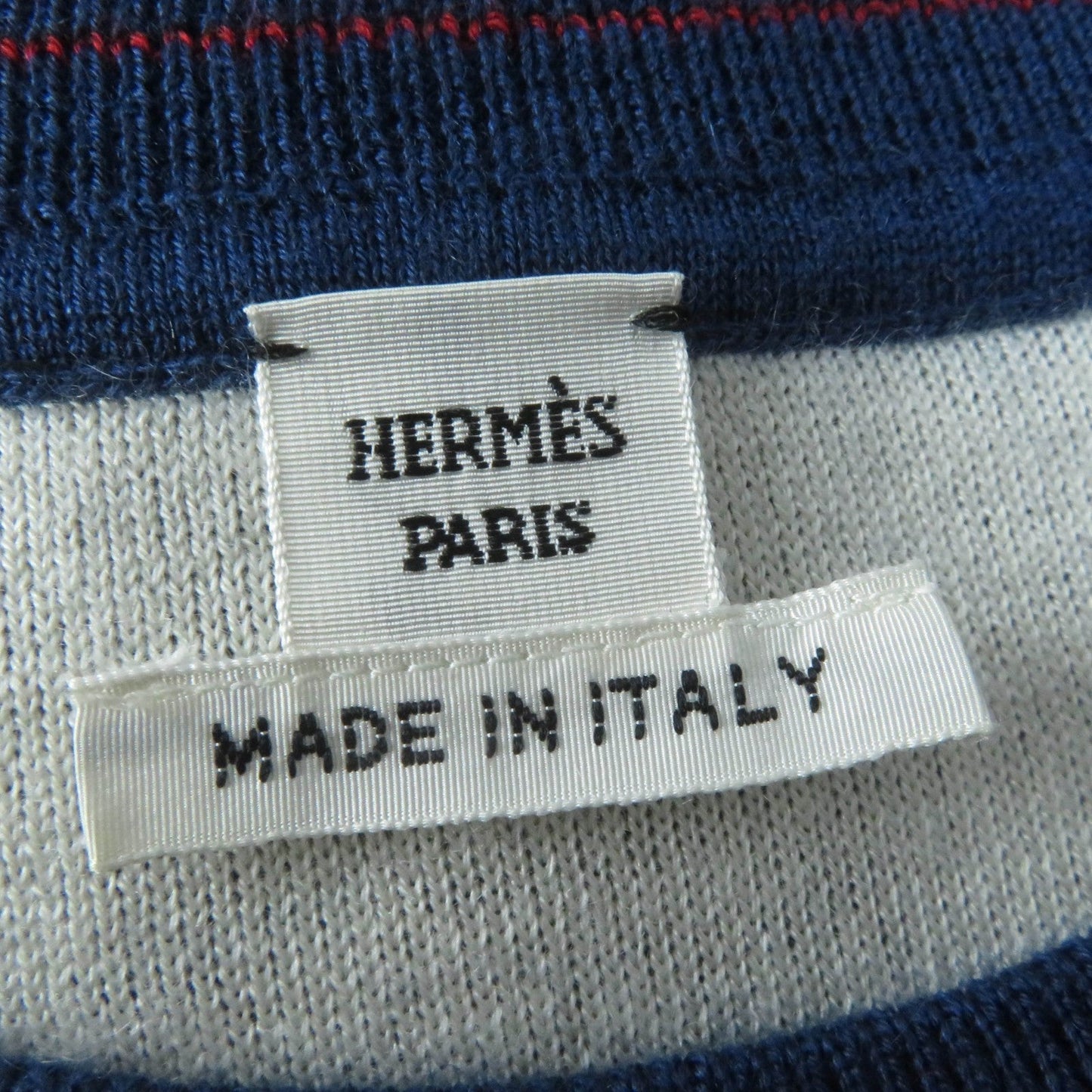 HERMES Short sleeve knit 3E2615D4 cashmere Navy Kanoe Chene Dunkle 40