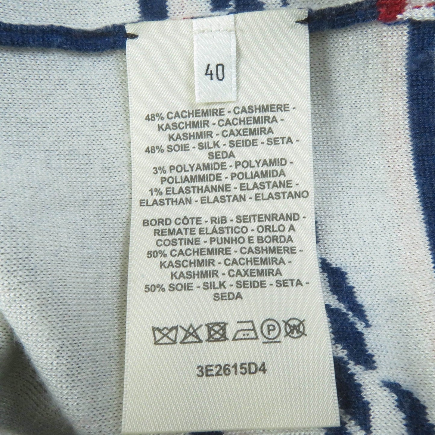 HERMES Short sleeve knit 3E2615D4 cashmere Navy Kanoe Chene Dunkle 40